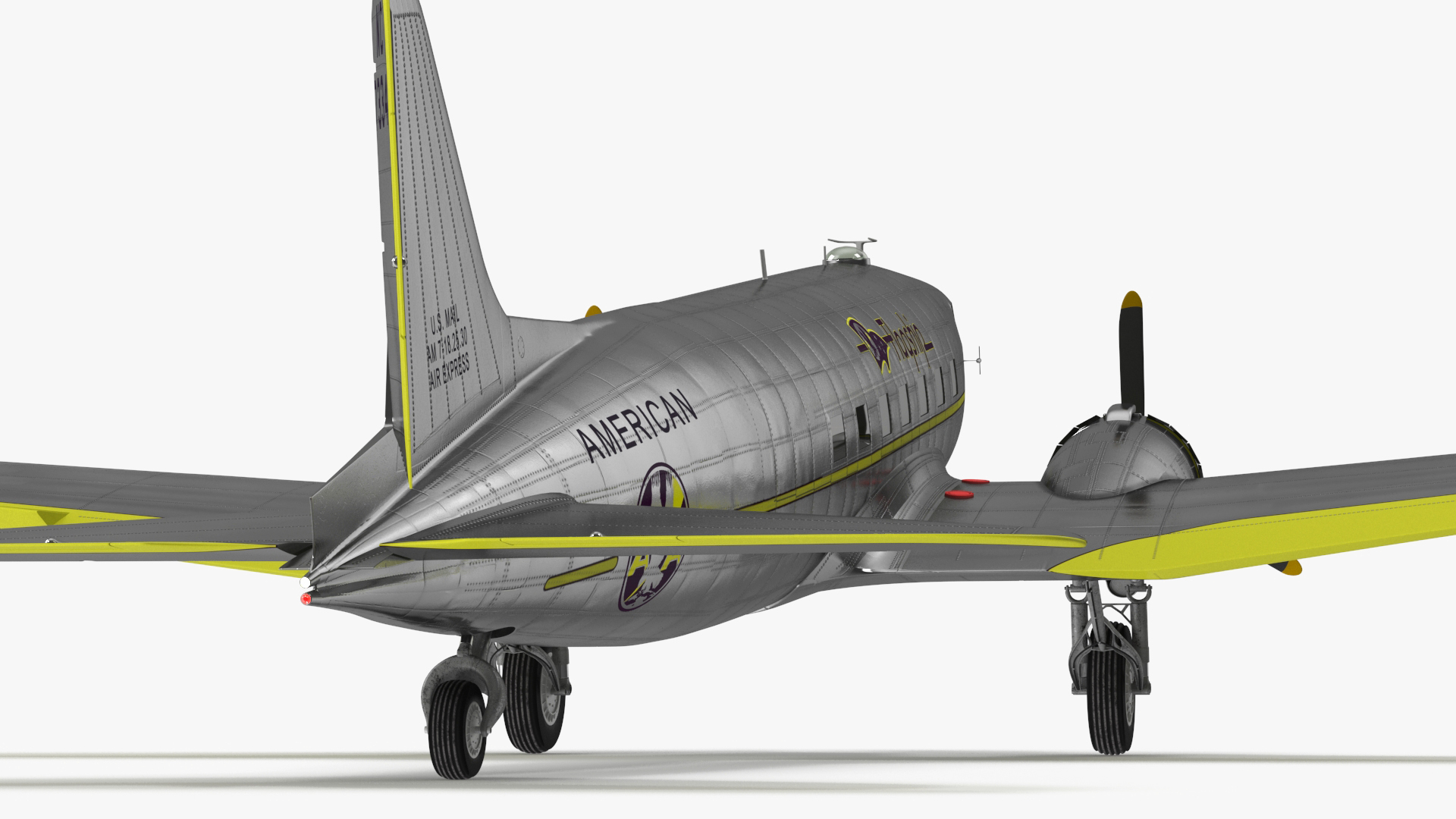 3D Vintage Propeller Aircraft Douglas DC-3 Rigged