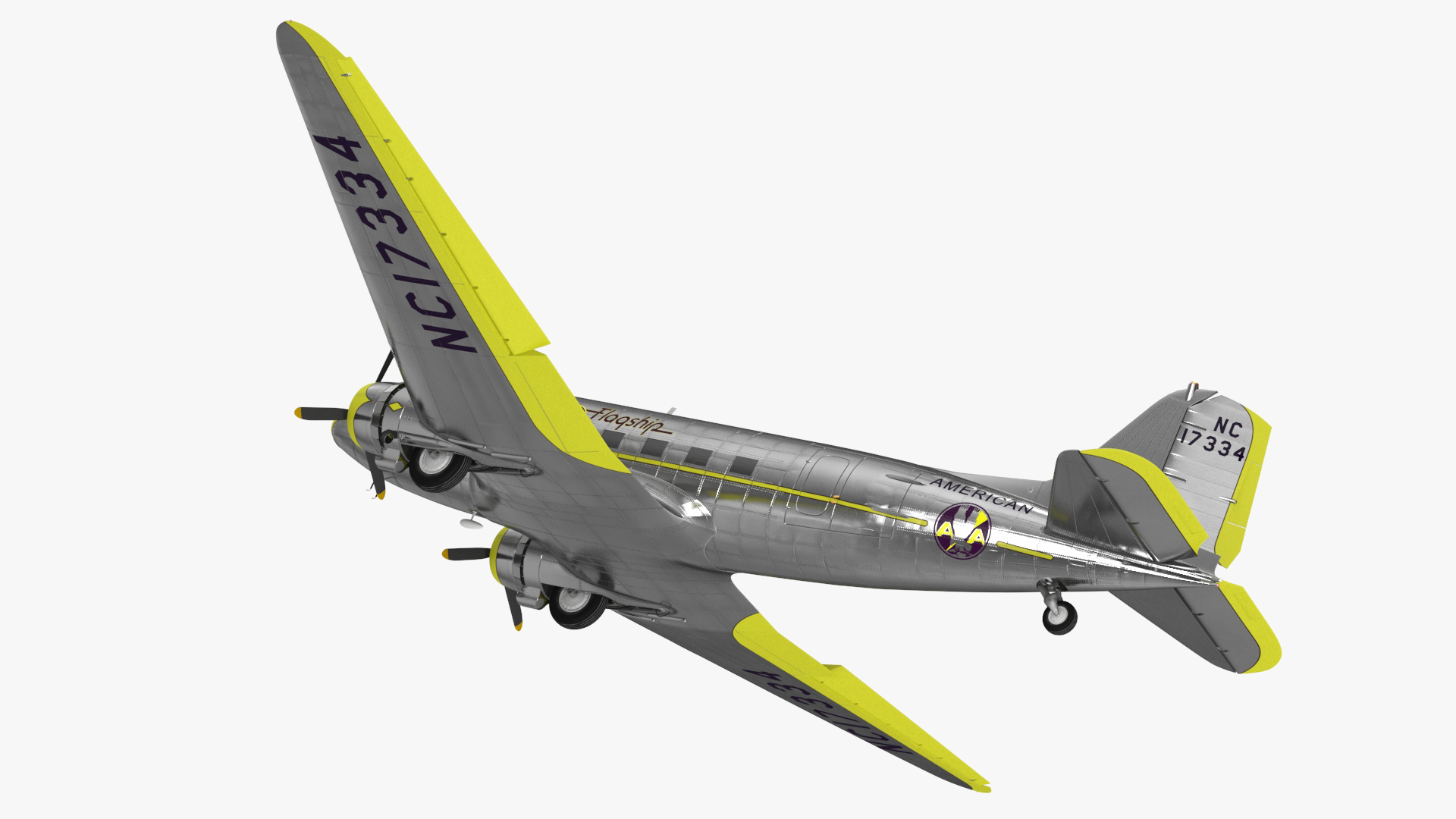 3D Vintage Propeller Aircraft Douglas DC-3 Rigged