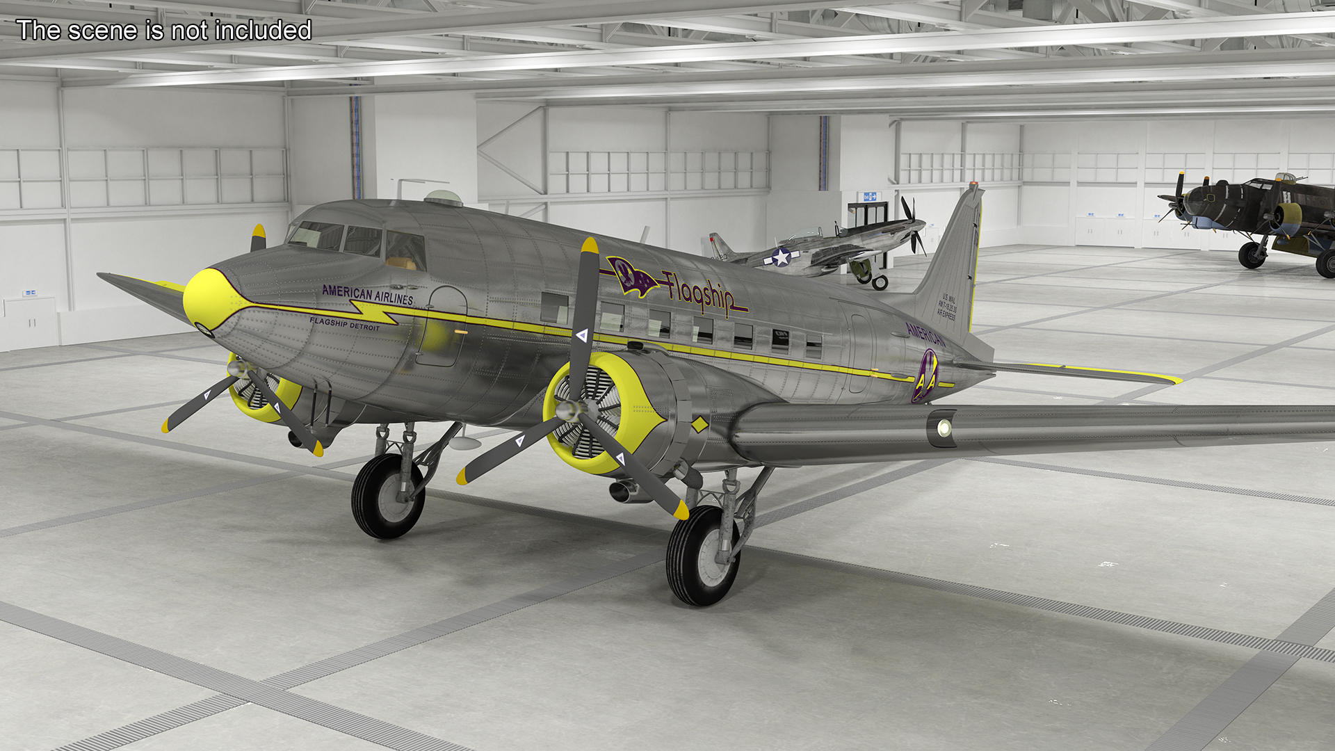 3D Vintage Propeller Aircraft Douglas DC-3 Rigged