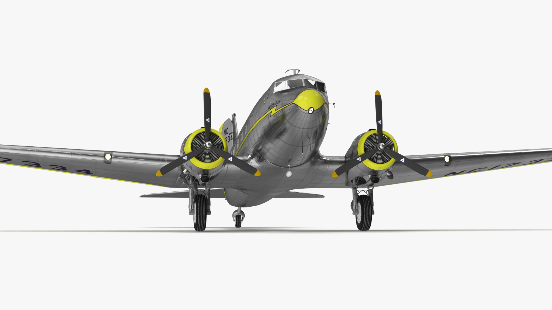 3D Vintage Propeller Aircraft Douglas DC-3 Rigged