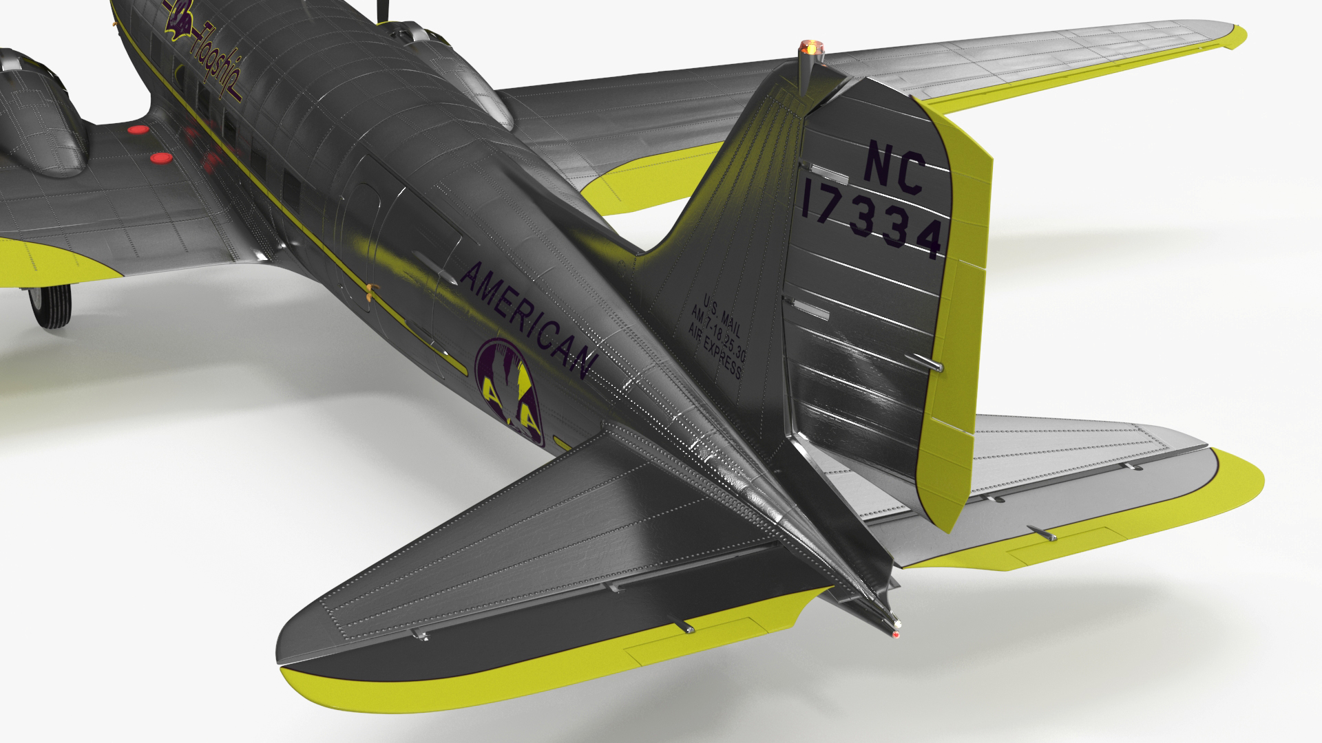 3D Vintage Propeller Aircraft Douglas DC-3 Rigged