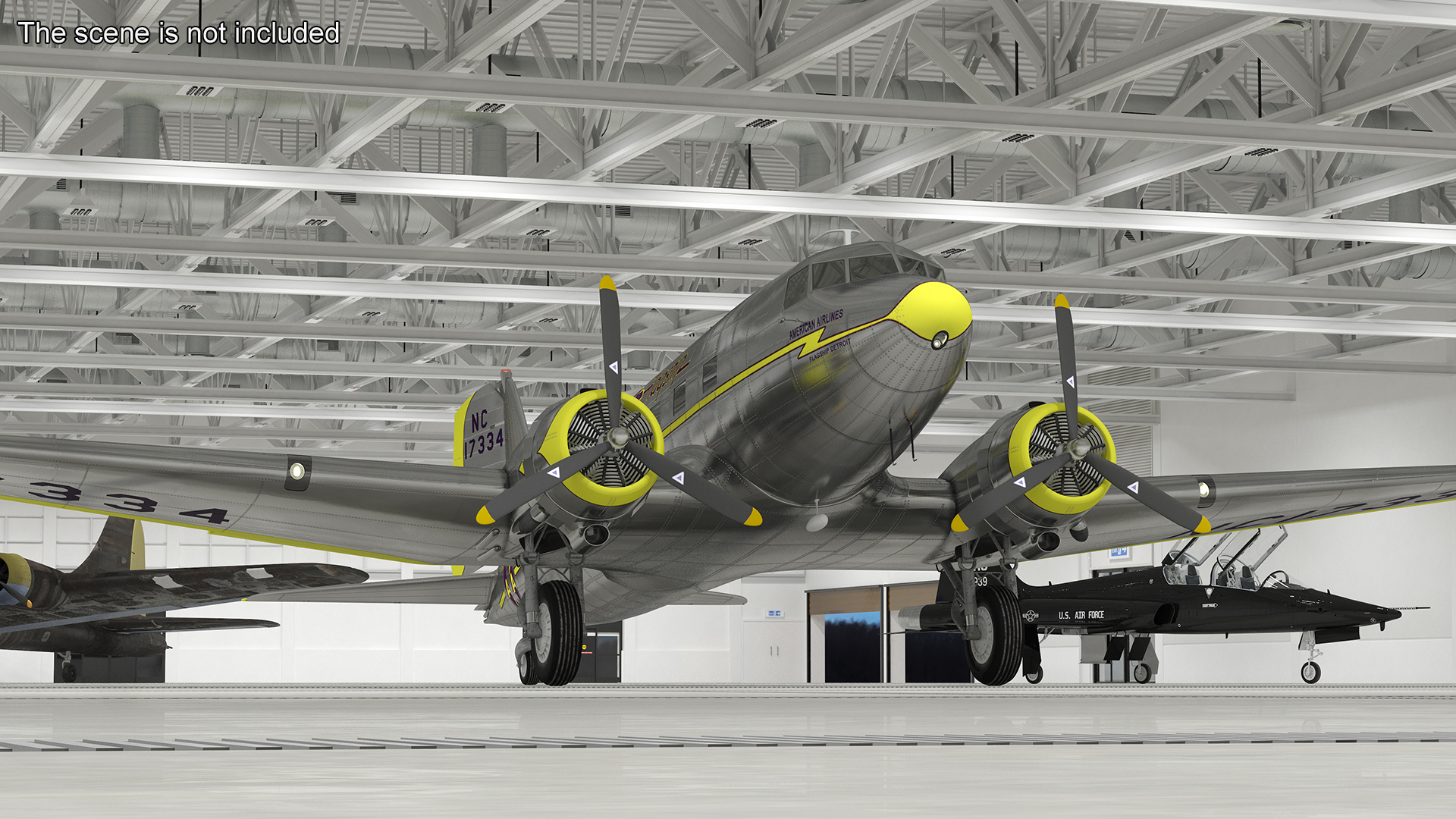 3D Vintage Propeller Aircraft Douglas DC-3 Rigged