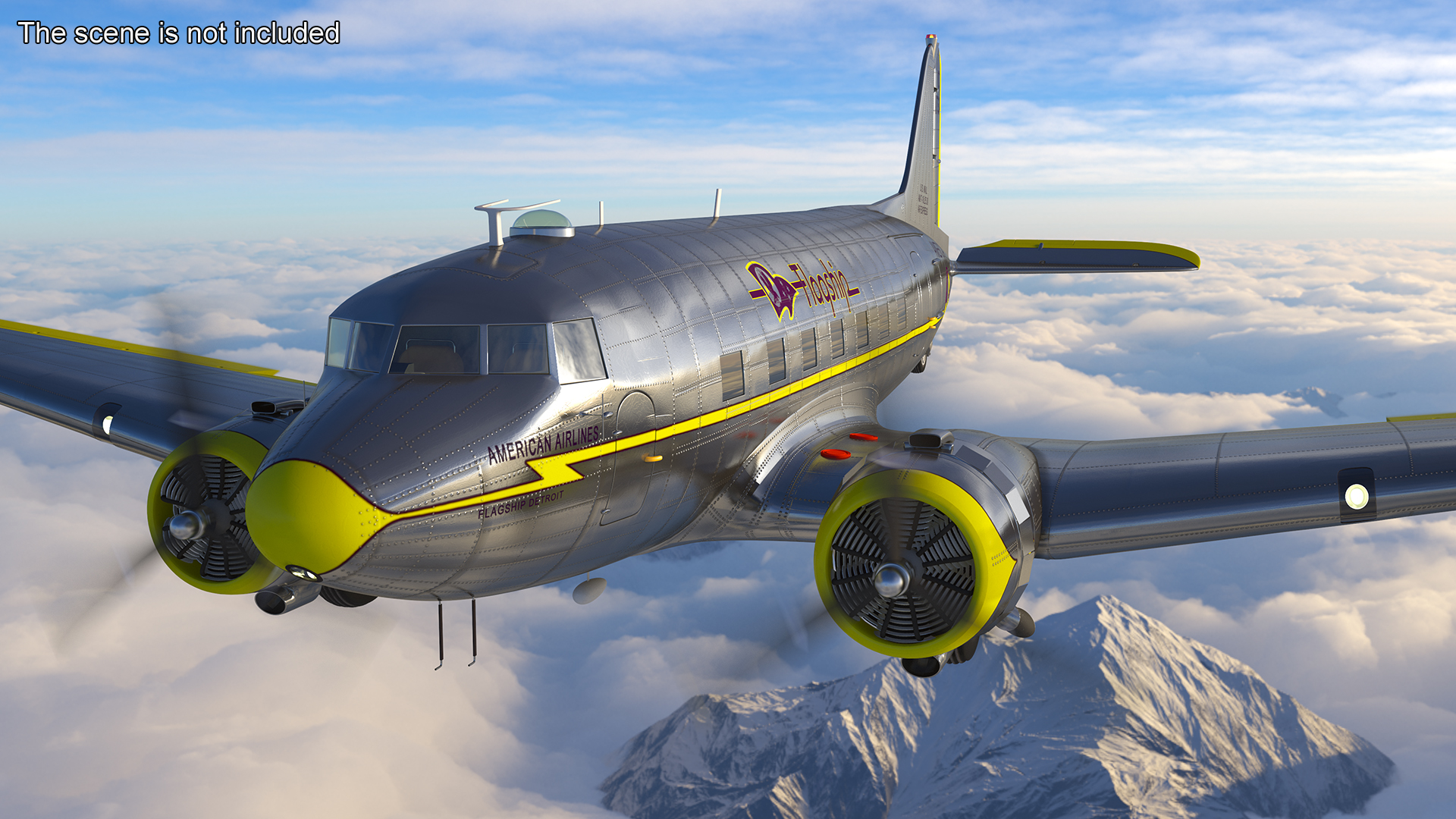 3D Vintage Propeller Aircraft Douglas DC-3 Rigged