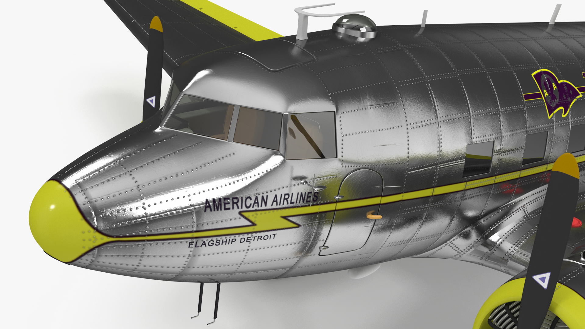 3D Vintage Propeller Aircraft Douglas DC-3 Rigged