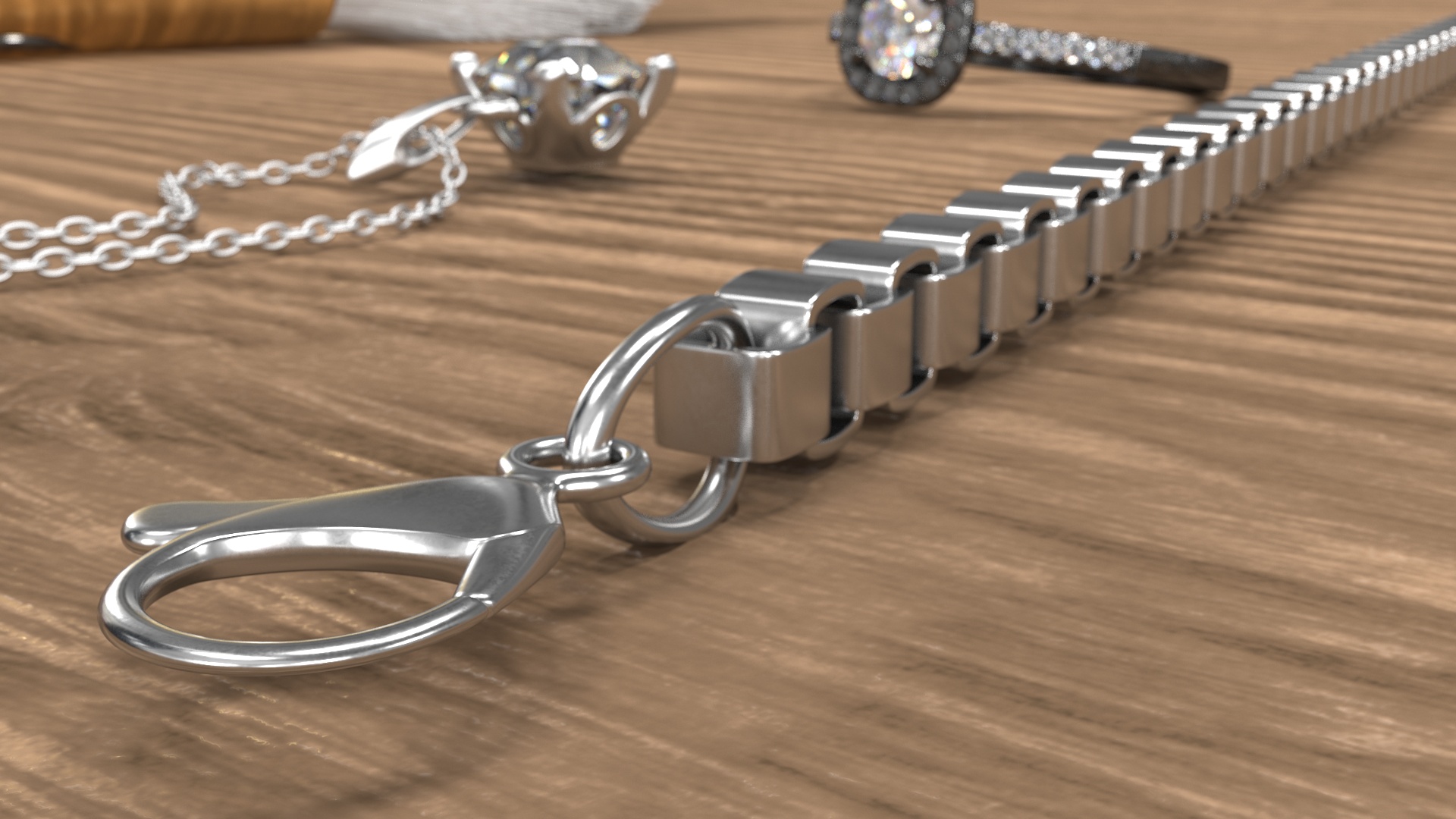 Jewelry Box Chain Silver 3D model