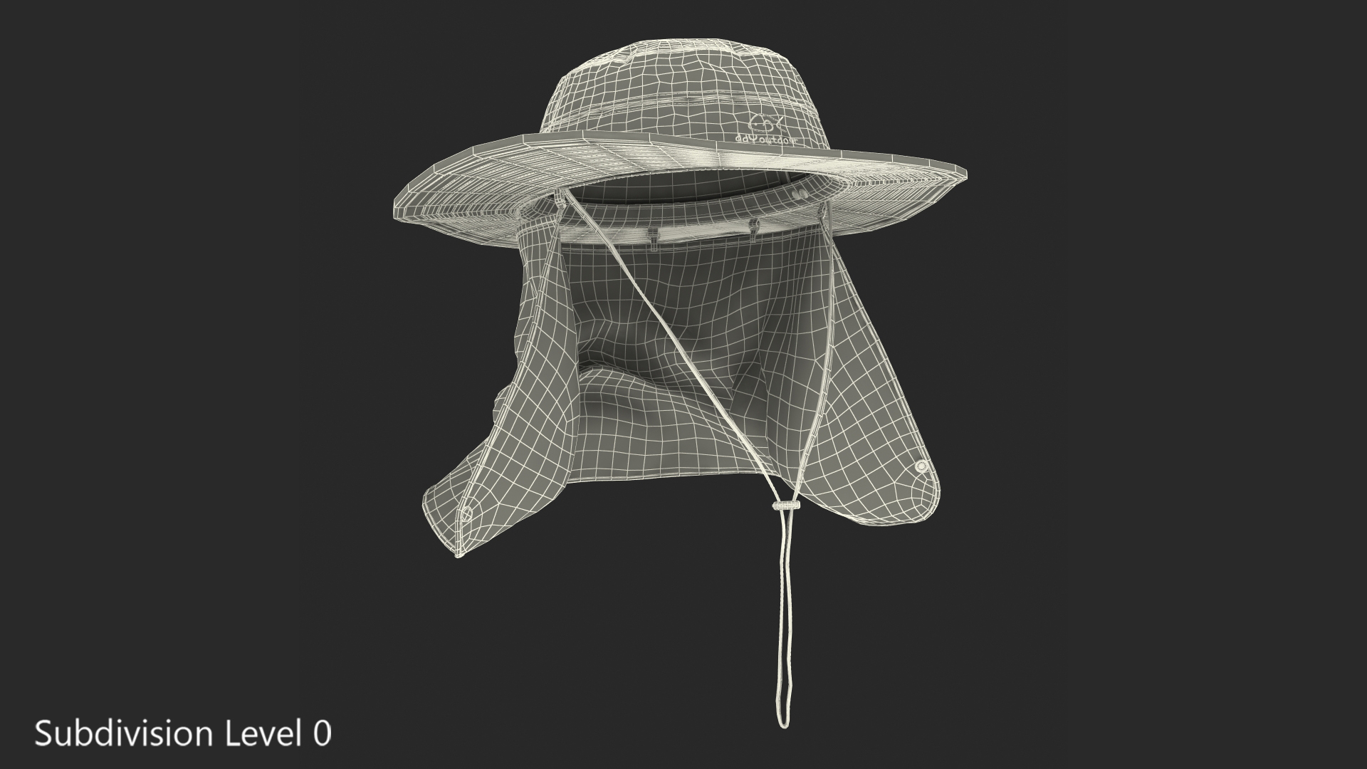 3D model Green Outdoor Fishing Hat with Removable Neck Flap