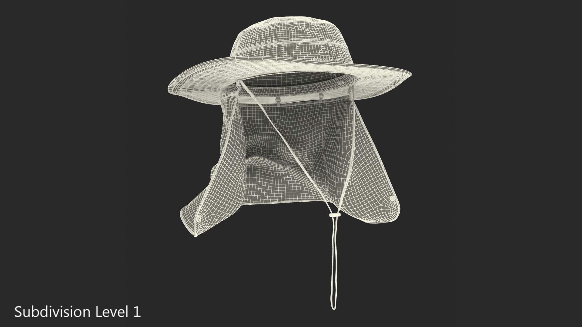 3D model Green Outdoor Fishing Hat with Removable Neck Flap