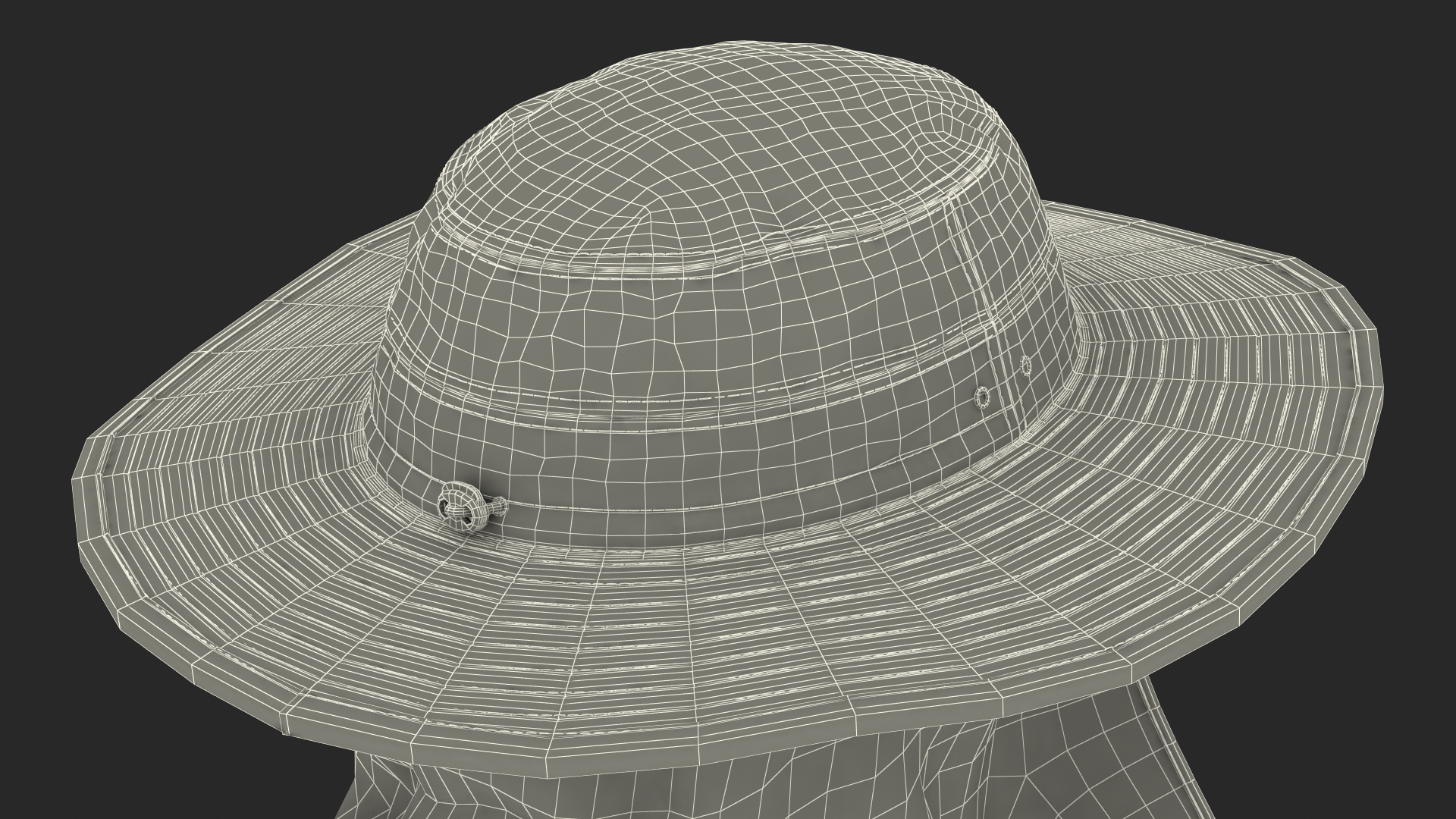 3D model Green Outdoor Fishing Hat with Removable Neck Flap