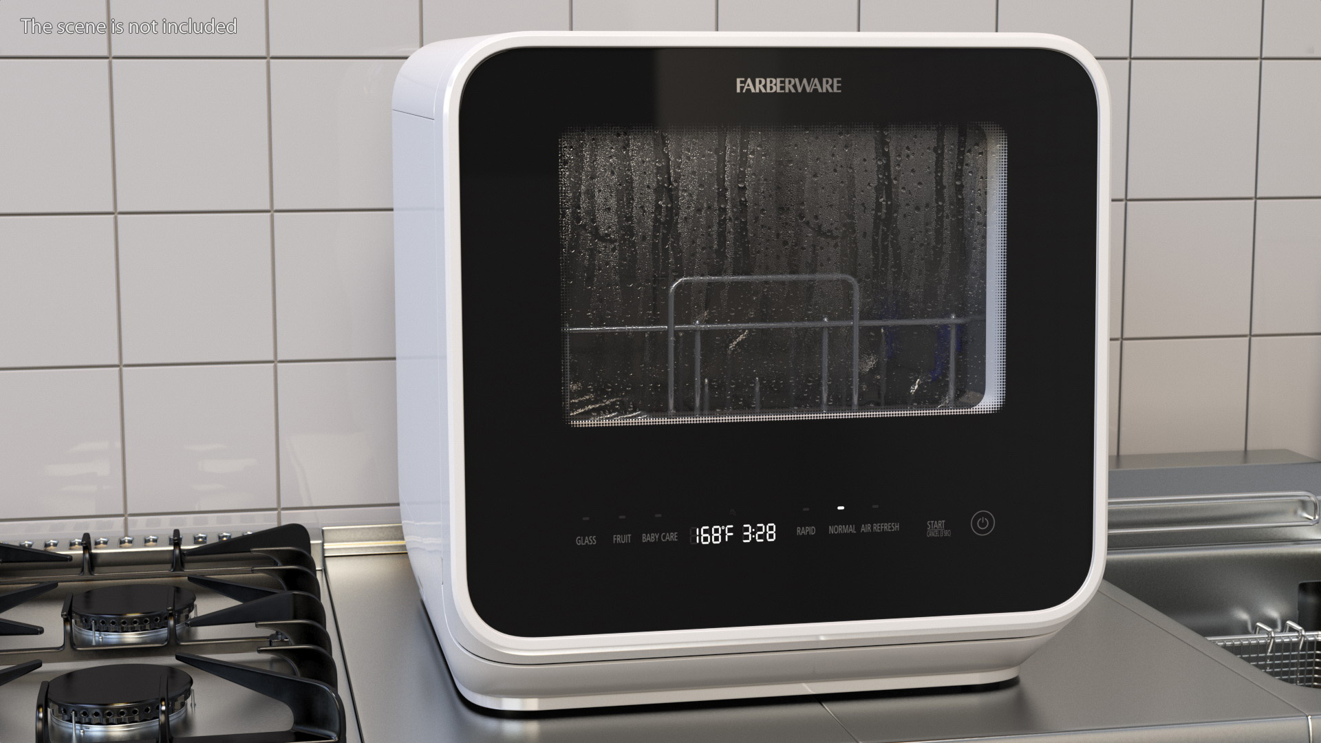 3D Table Top Dishwasher Farberware Turned On