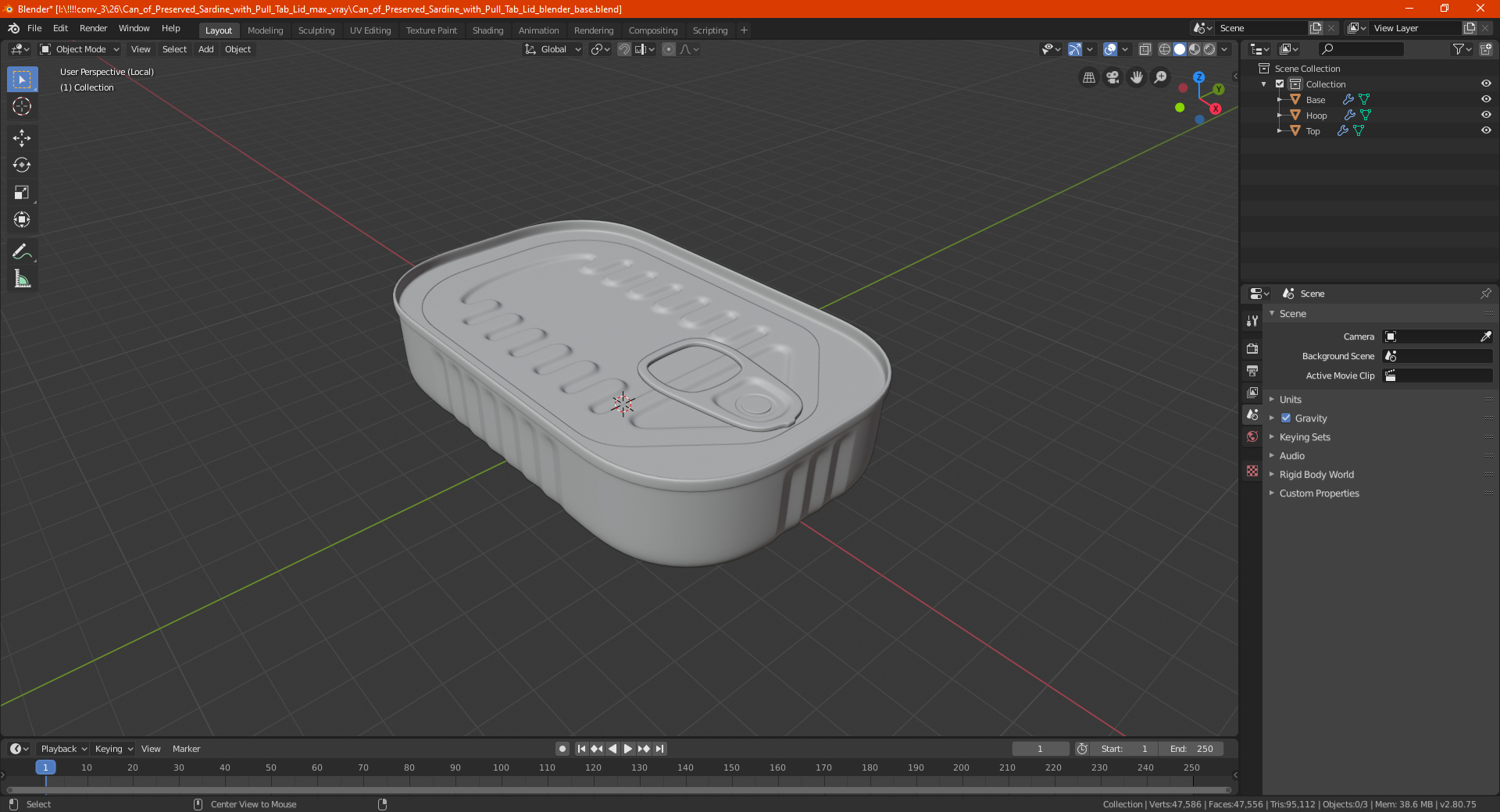 3D Rectangular Can with Pull Tab Lid model
