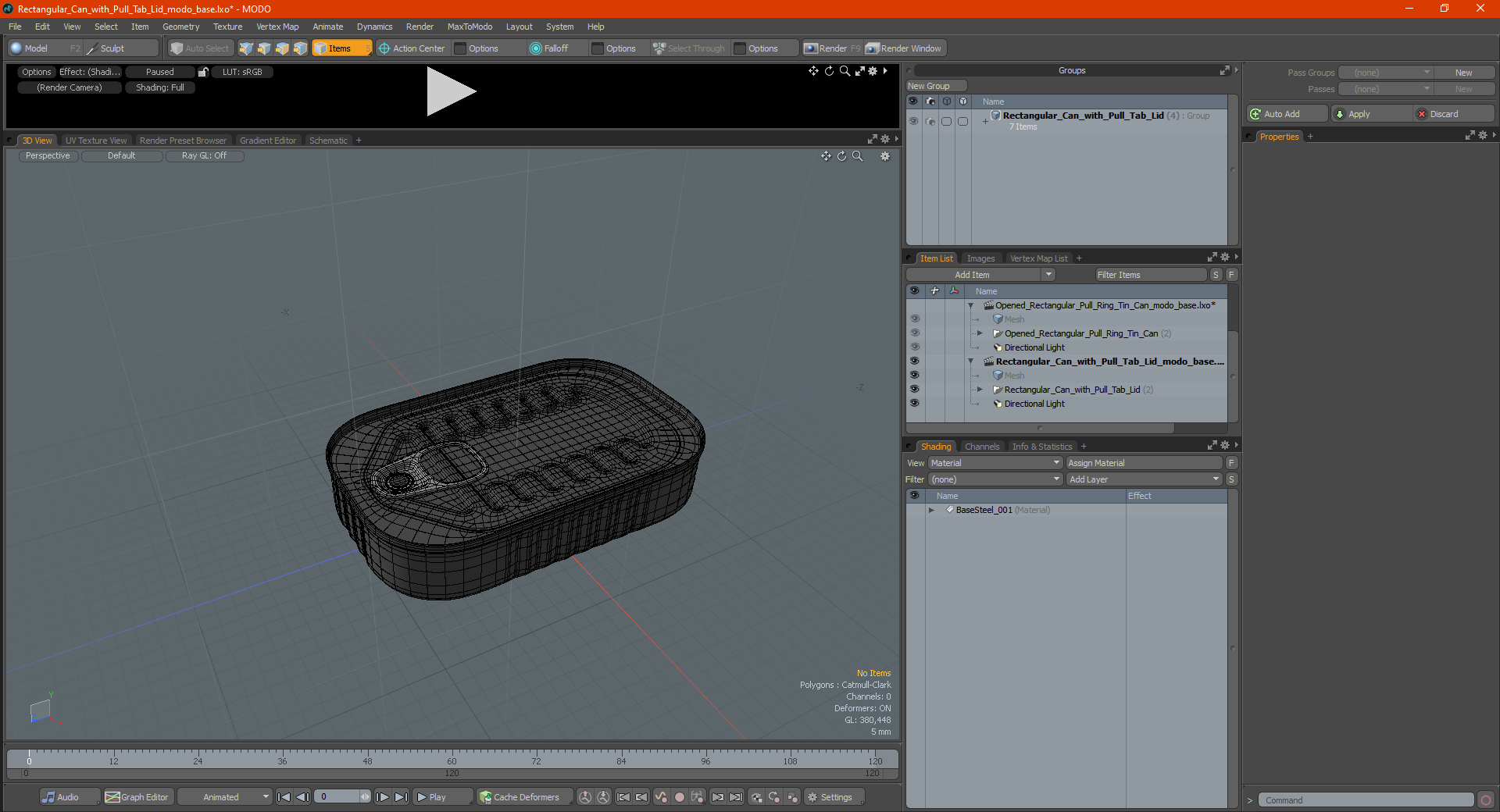 3D Rectangular Can with Pull Tab Lid model