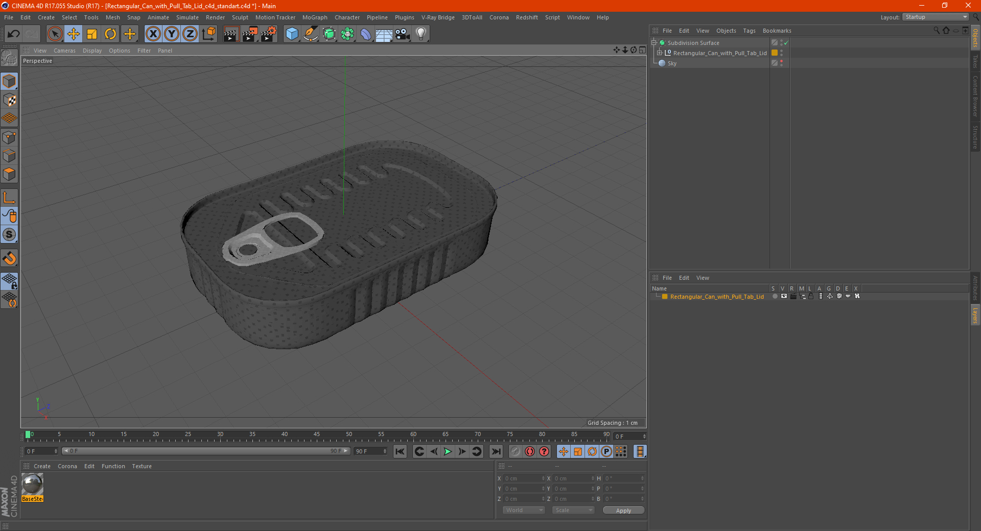 3D Rectangular Can with Pull Tab Lid model