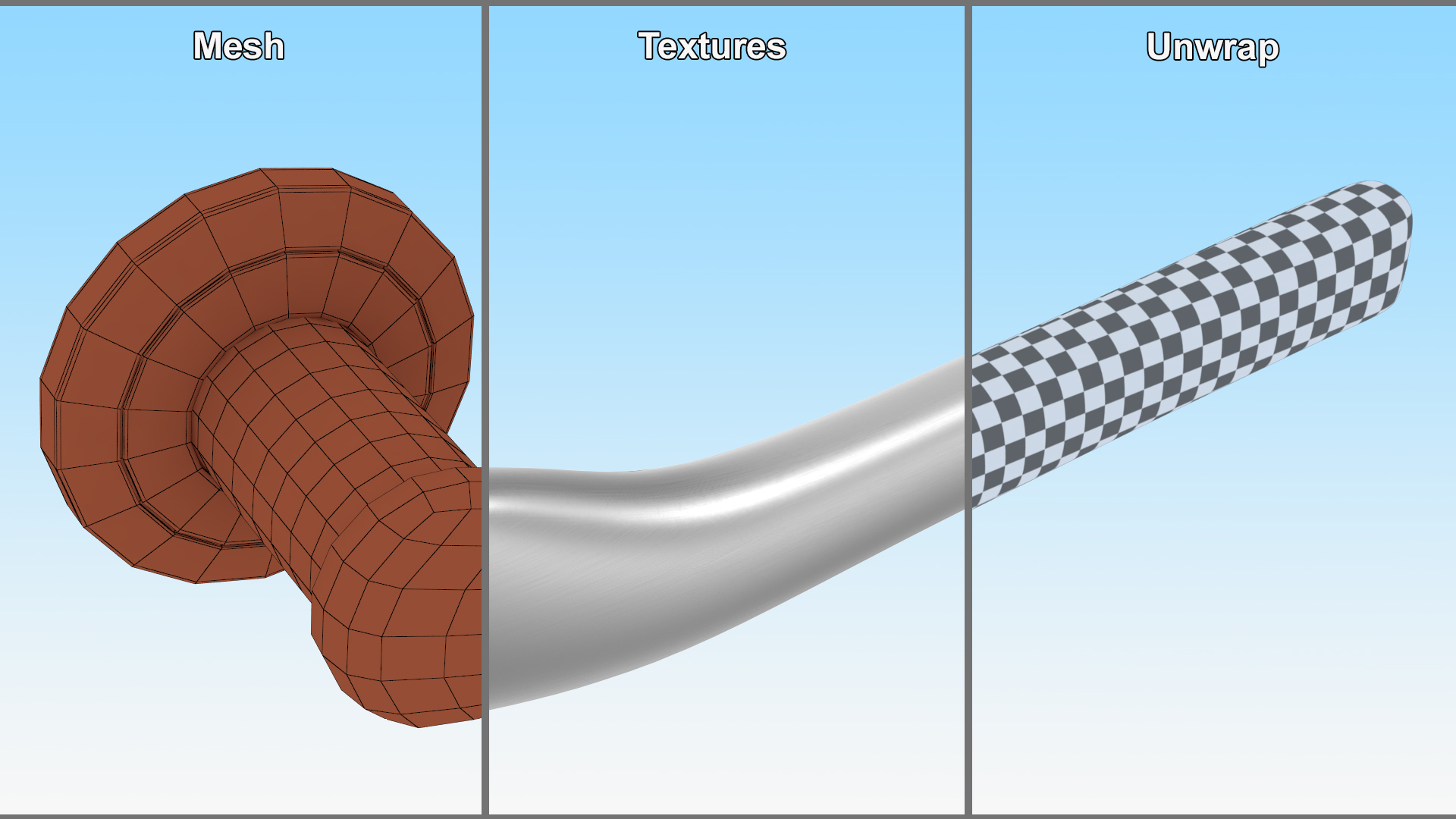 3D model Curved Door Handles Steel