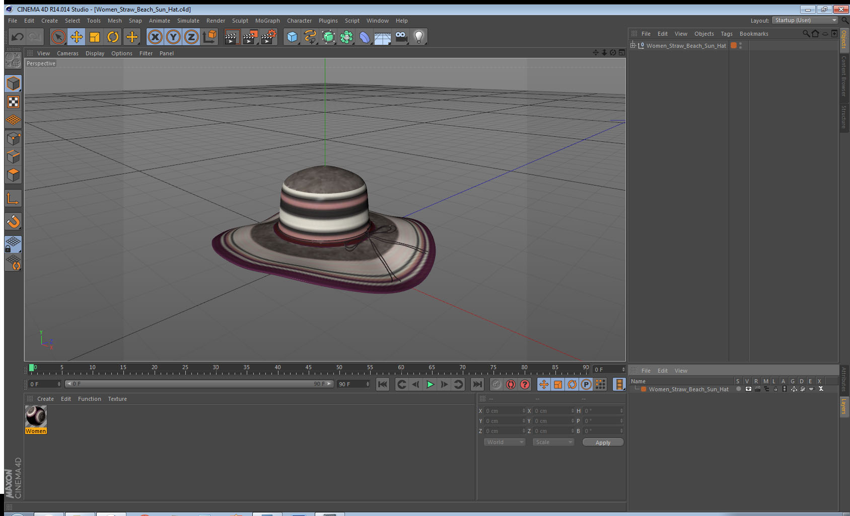 3D model Women Straw Beach Sun Hat