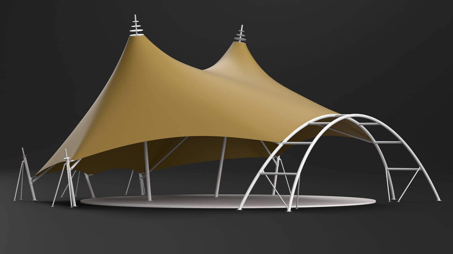 3D model Tensile Fabric Tent Khaki