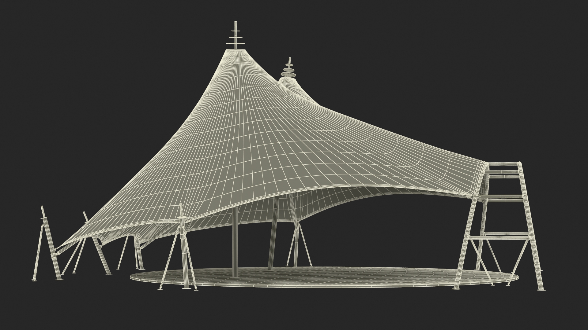 3D model Tensile Fabric Tent Khaki