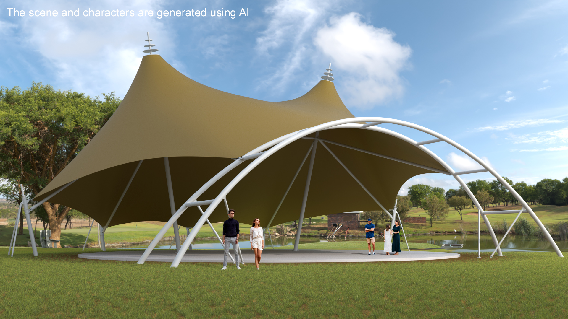 3D model Tensile Fabric Tent Khaki
