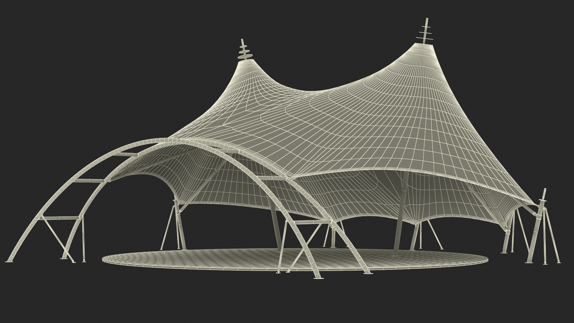 3D model Tensile Fabric Tent Khaki