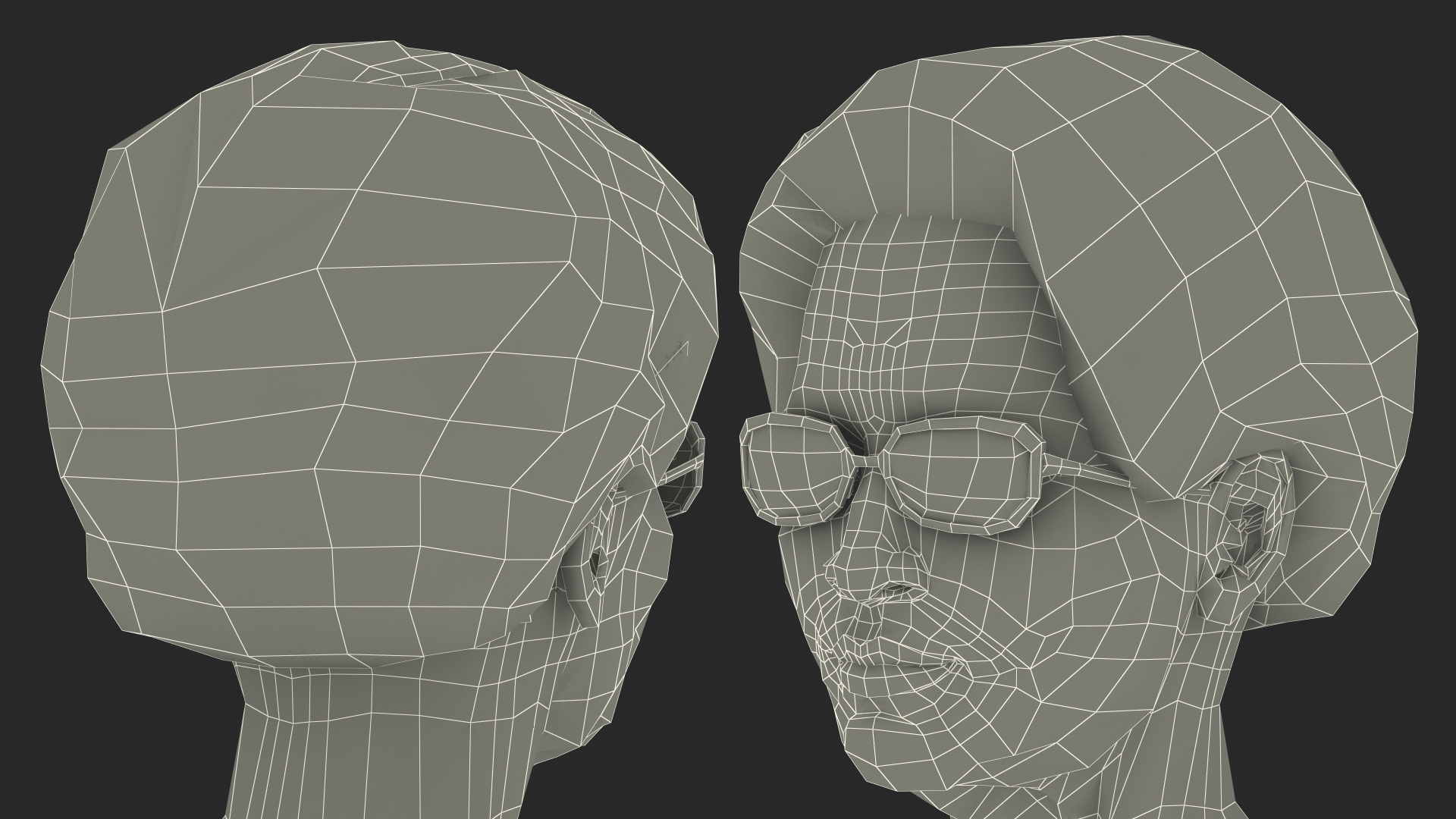 Asian Grandma Head Wearing Glasses 3D model