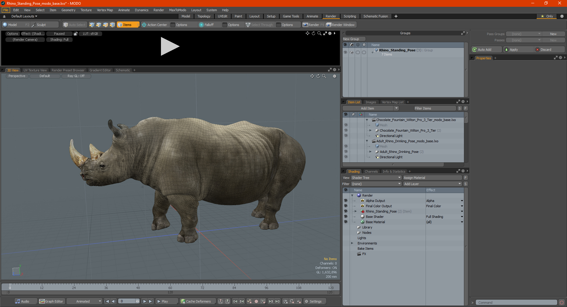 Rhino Standing Pose 3D model
