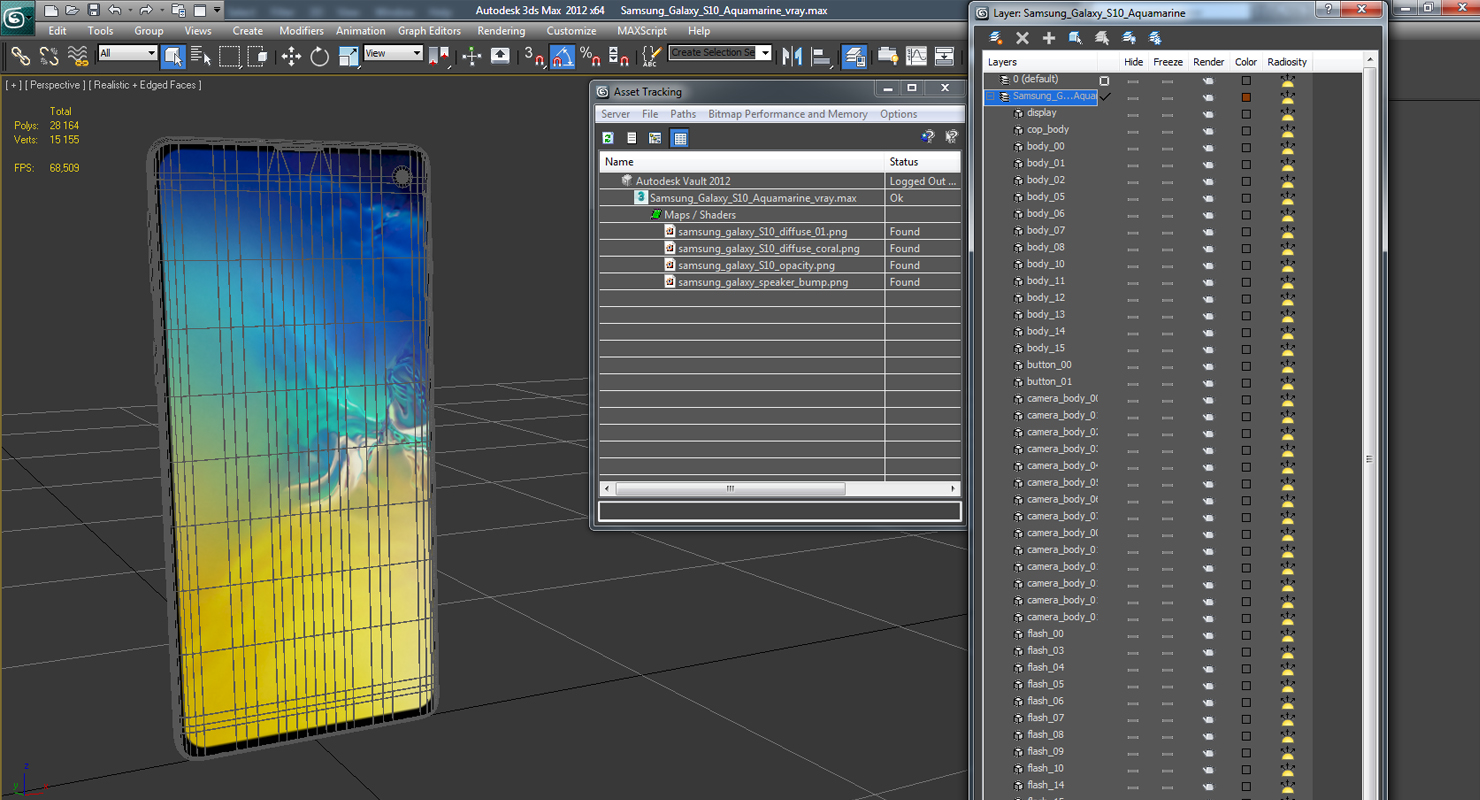 Samsung Galaxy S10 Aquamarine 3D model