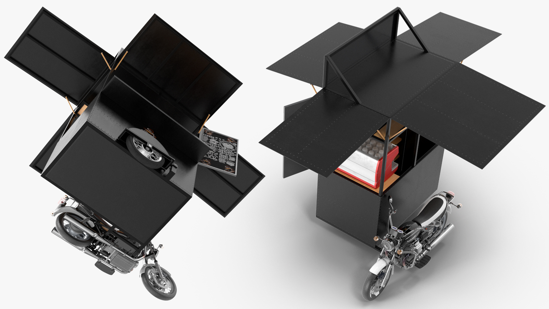 3D model Street Coffee Kiosk with Motorcycle