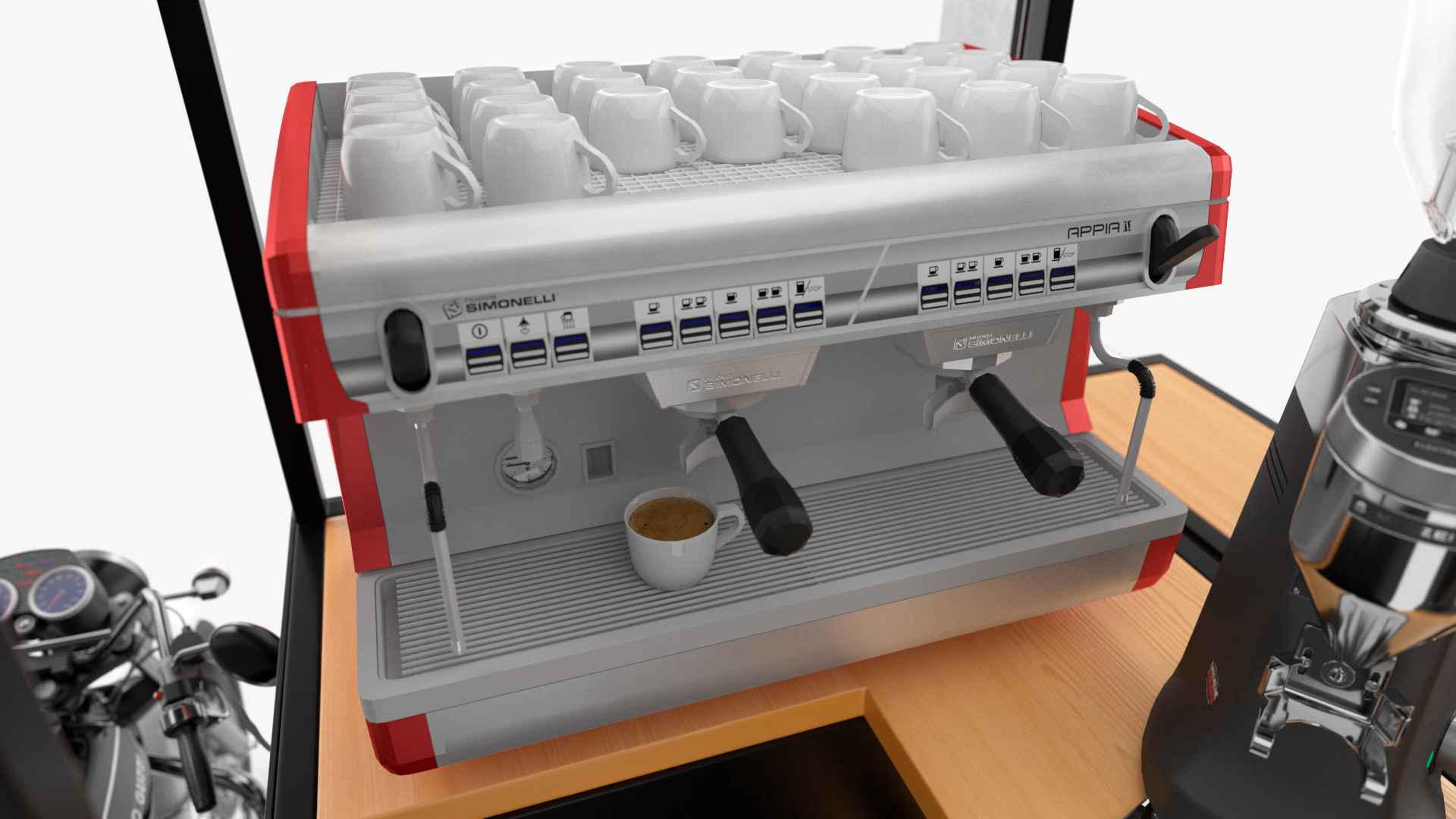 3D model Street Coffee Kiosk with Motorcycle