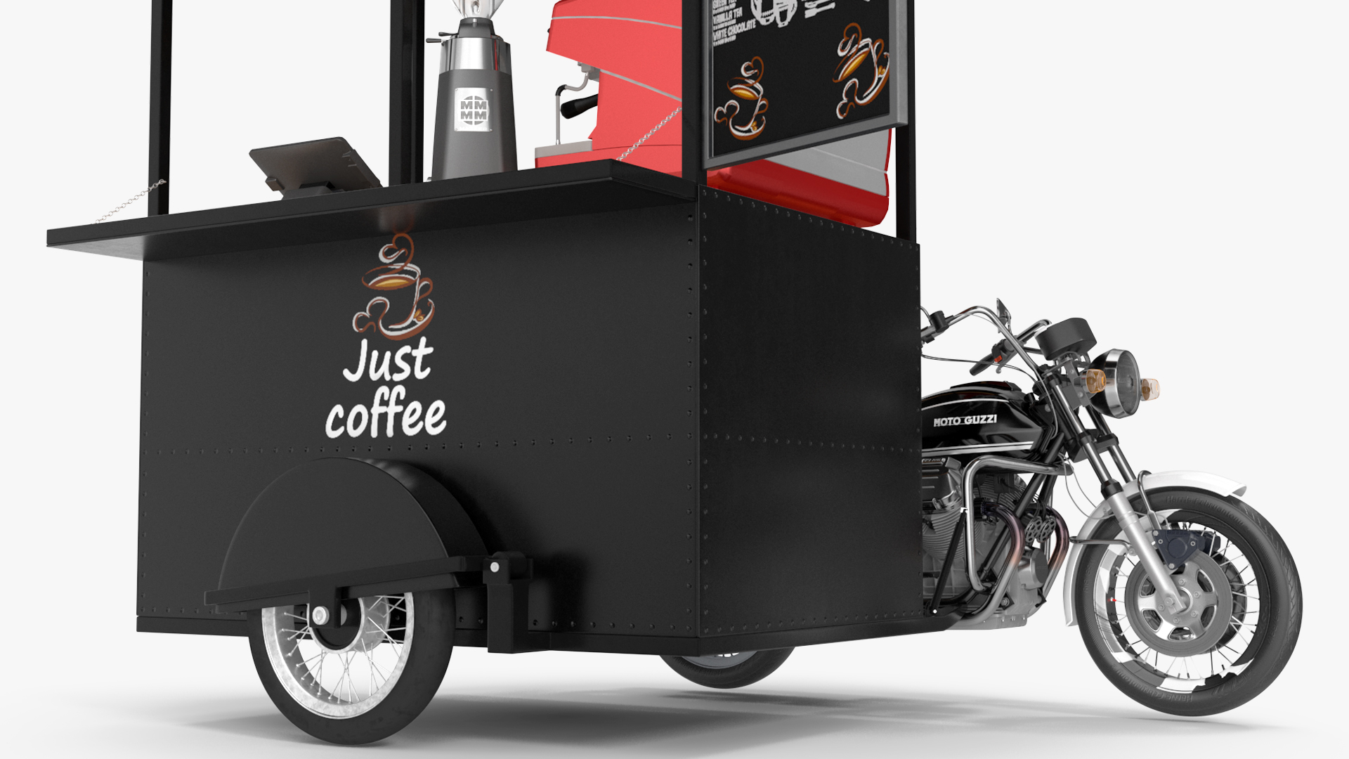 3D model Street Coffee Kiosk with Motorcycle