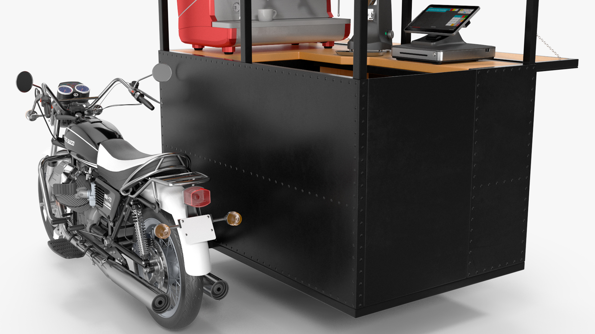 3D model Street Coffee Kiosk with Motorcycle