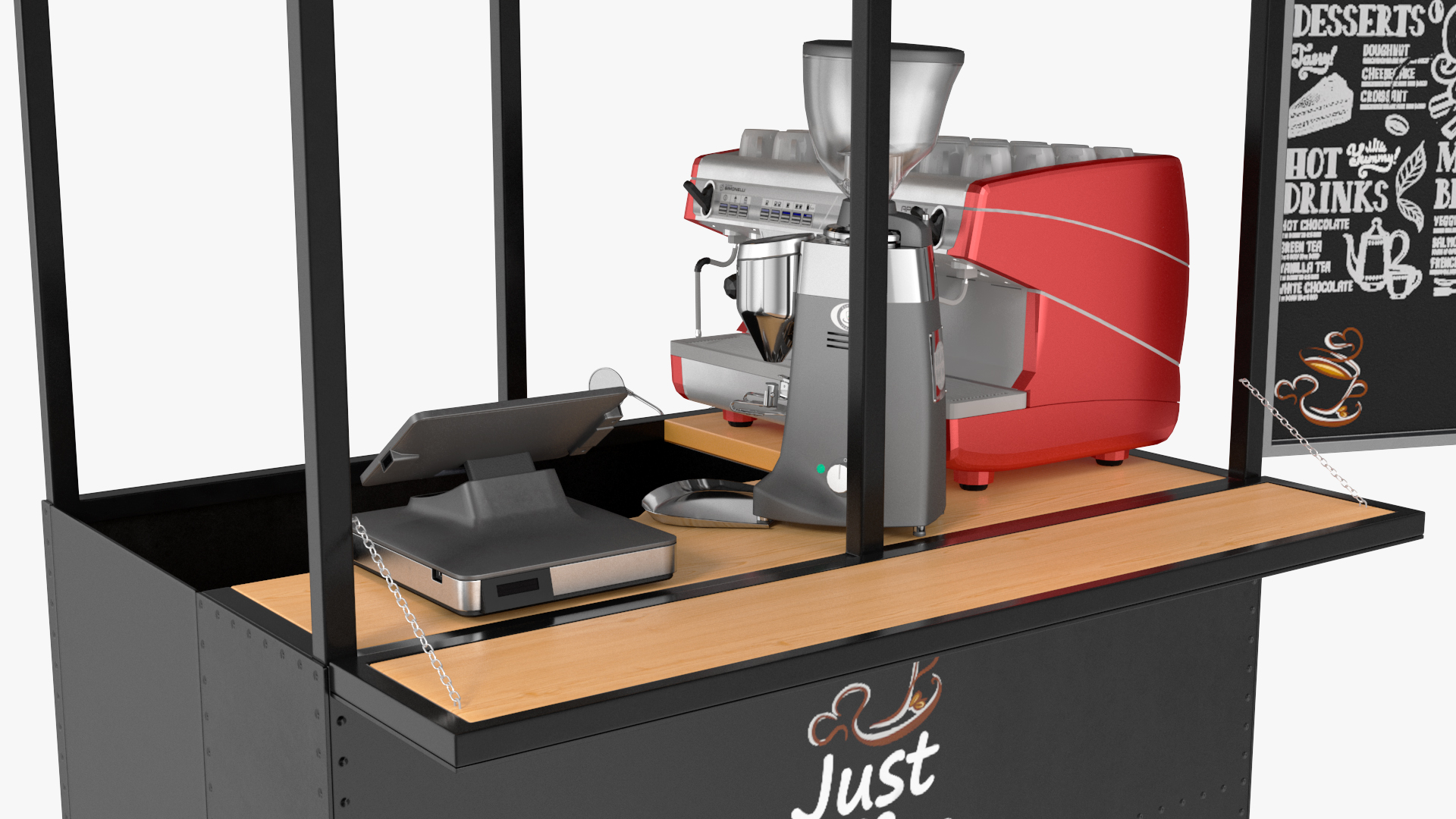 3D model Street Coffee Kiosk with Motorcycle