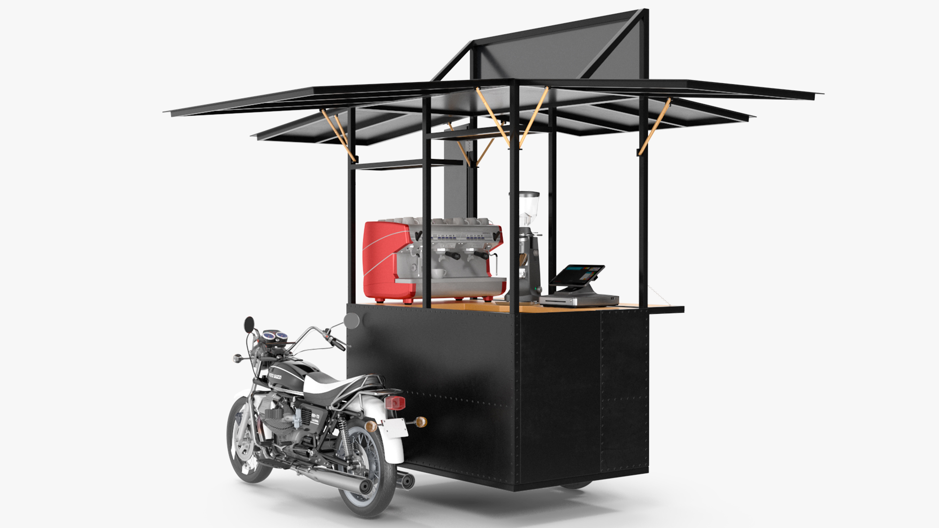 3D model Street Coffee Kiosk with Motorcycle