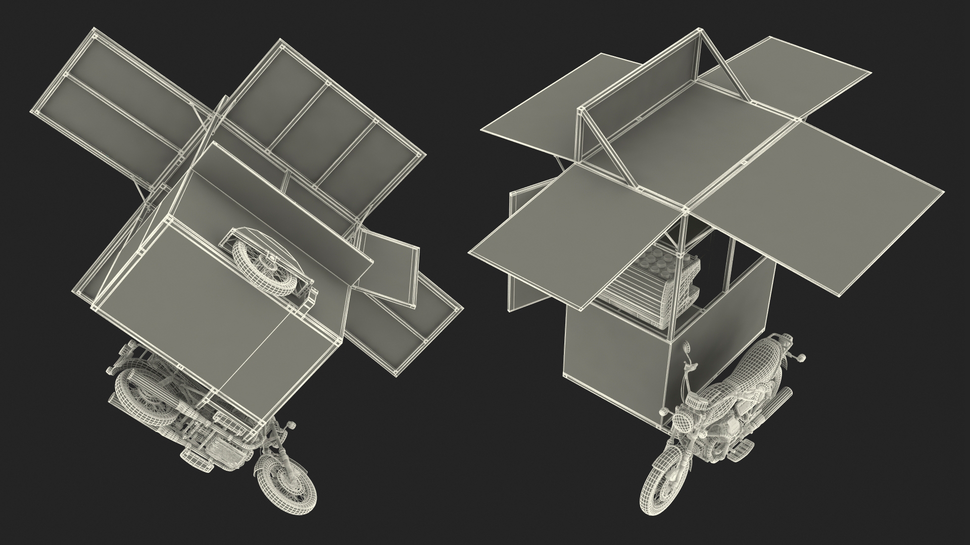 3D model Street Coffee Kiosk with Motorcycle