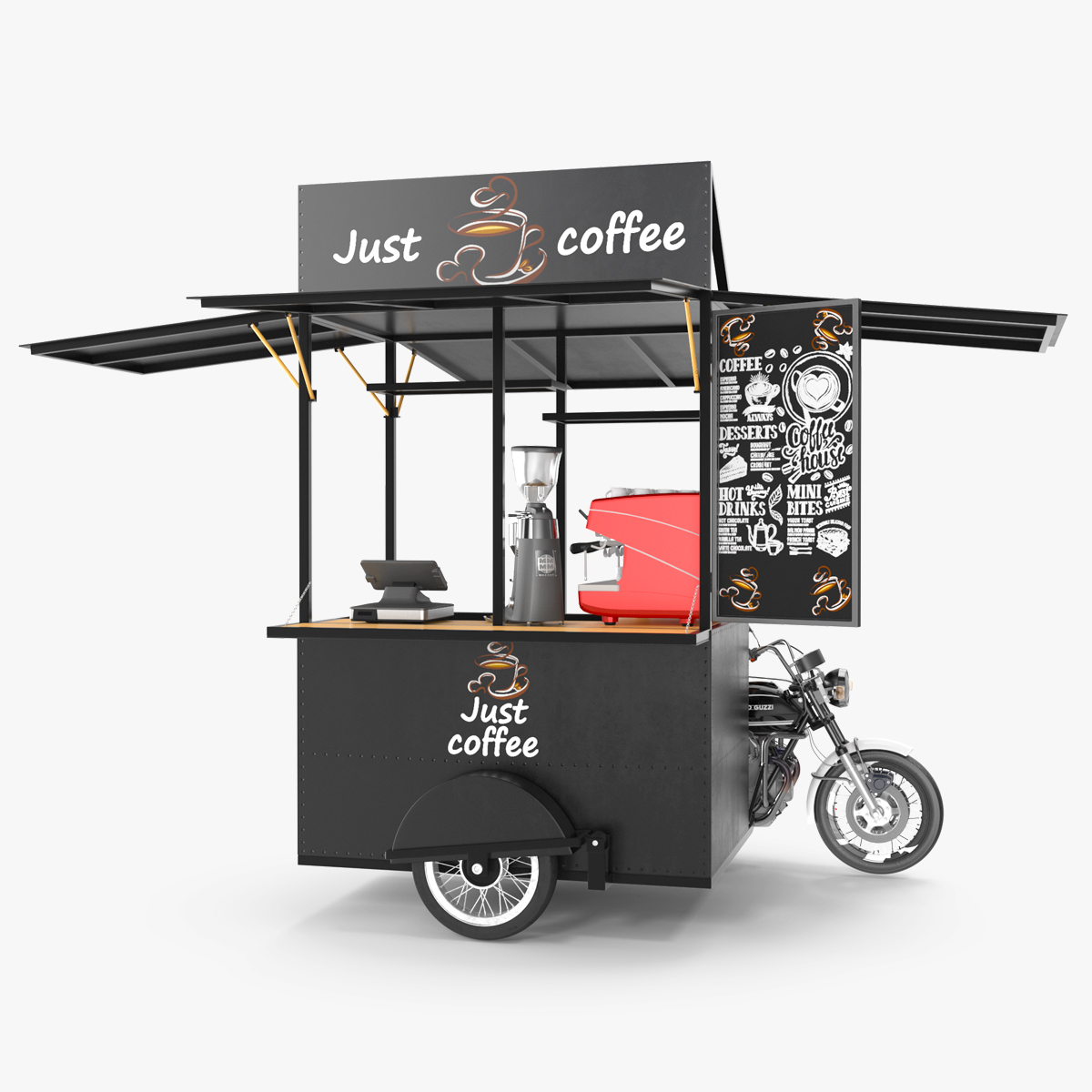 Street Coffee Kiosk with Motorcycle, view 9
