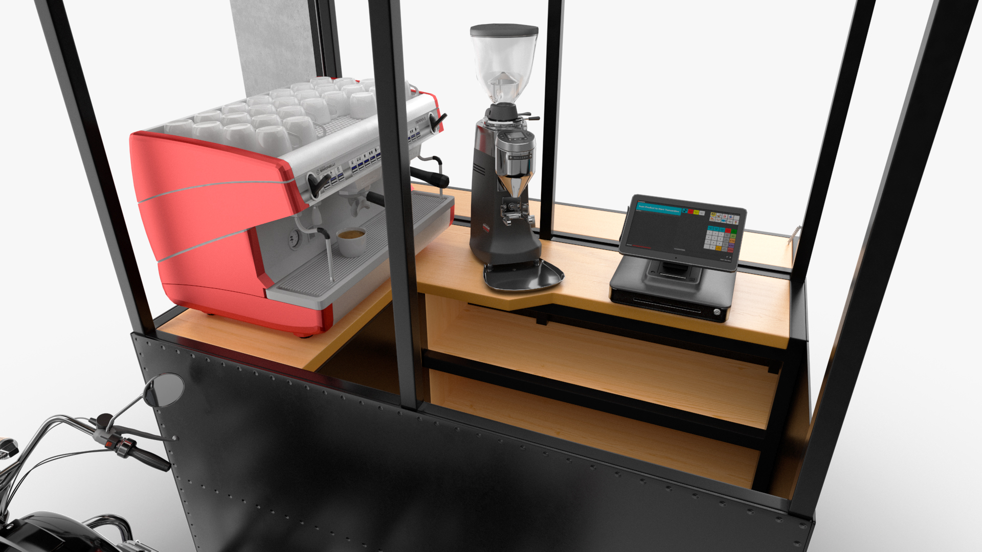3D model Street Coffee Kiosk with Motorcycle