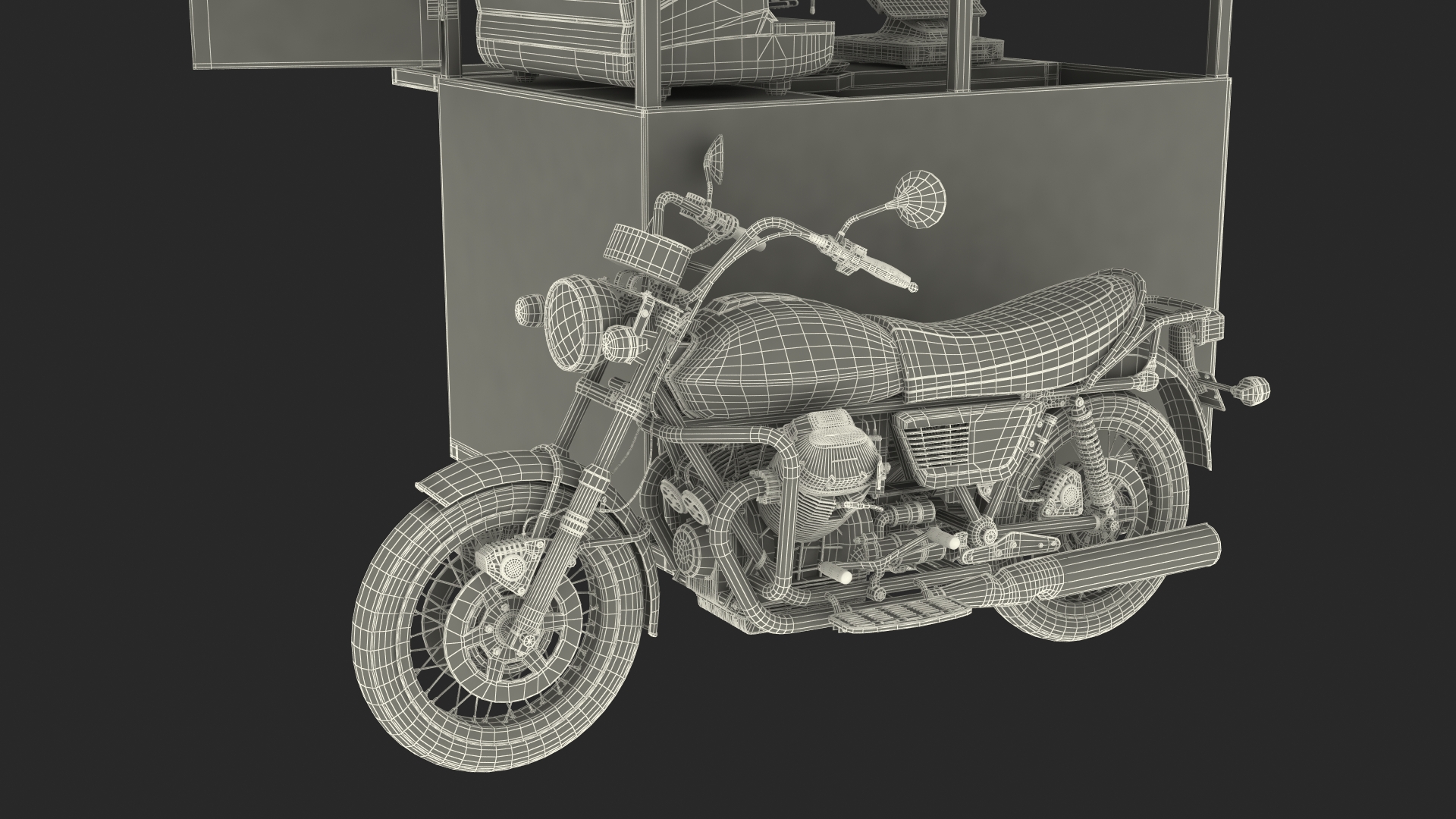 3D model Street Coffee Kiosk with Motorcycle
