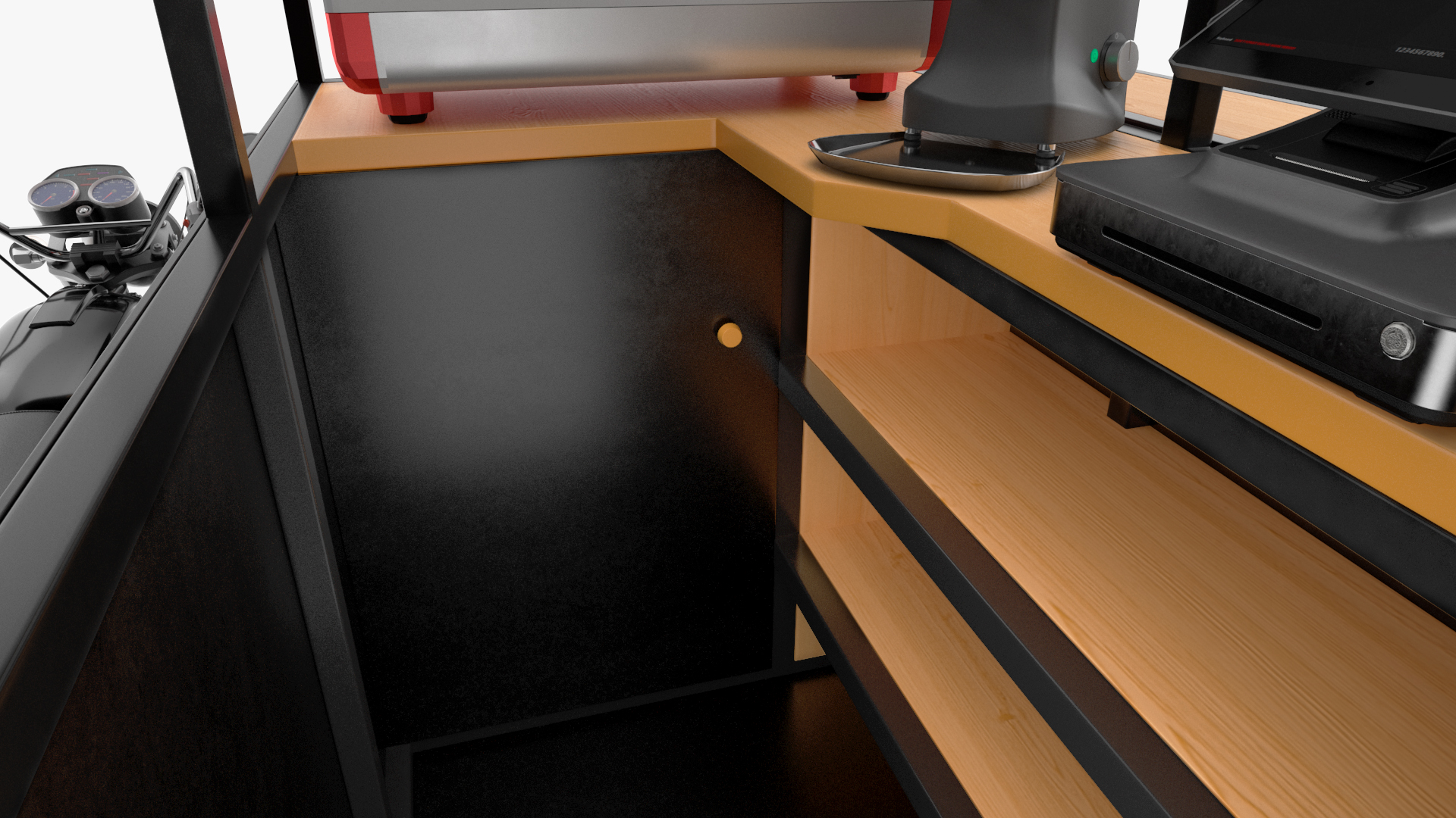 3D model Street Coffee Kiosk with Motorcycle
