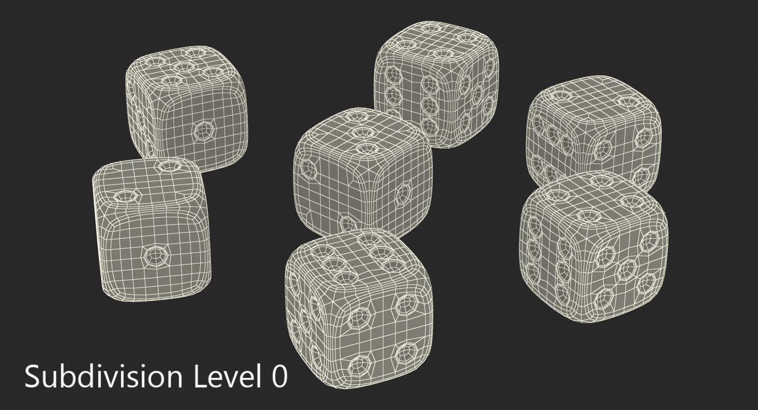 6 Edged Dices Set 3D