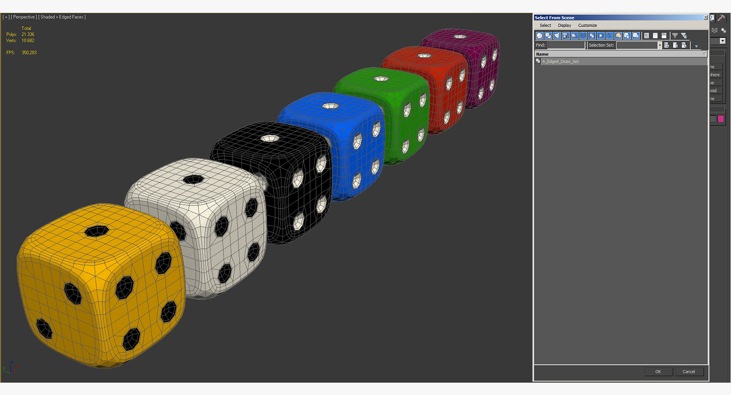 6 Edged Dices Set 3D