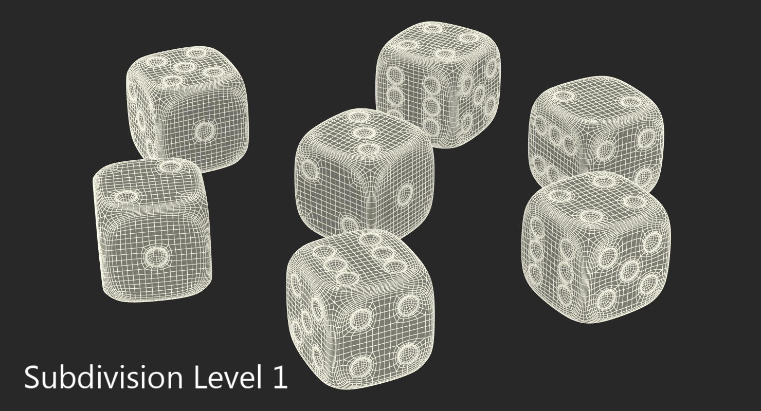 6 Edged Dices Set 3D