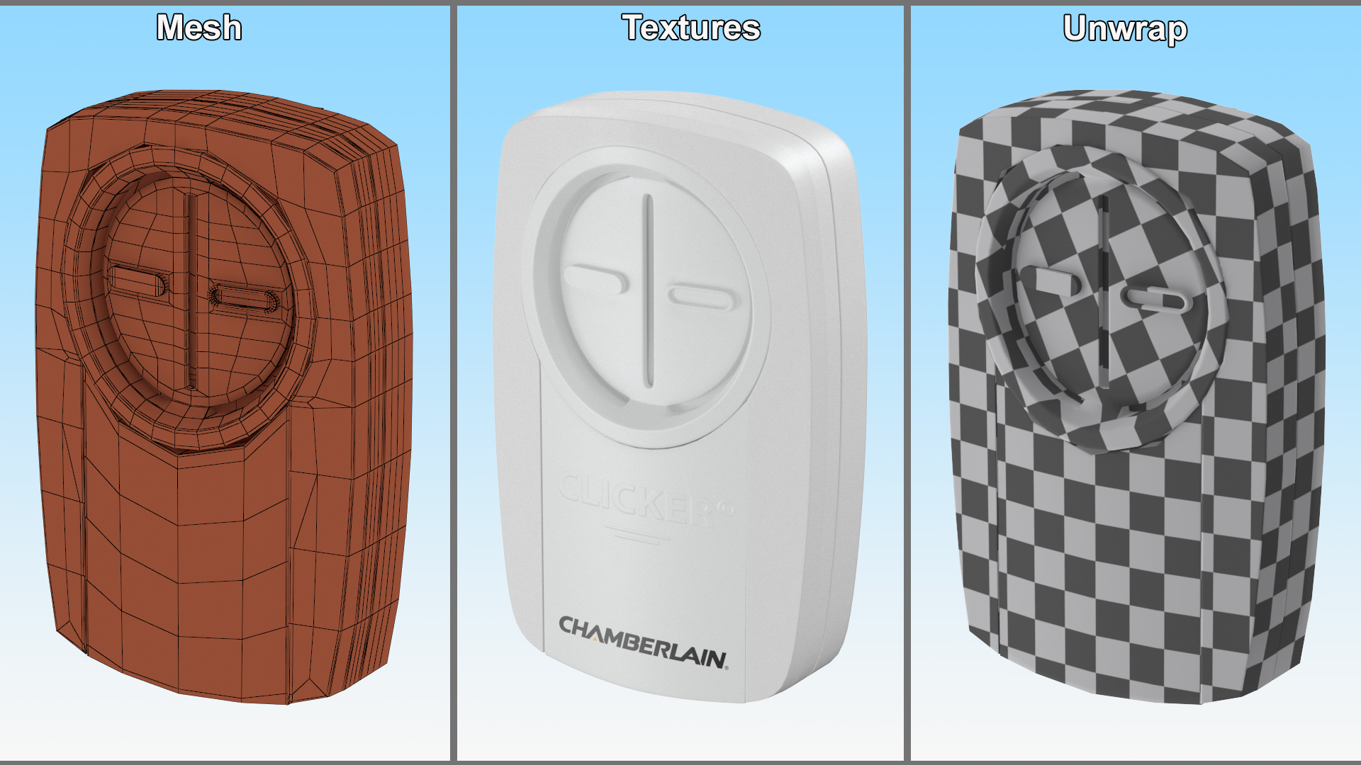 3D Chamberlain Garage Door Remote White