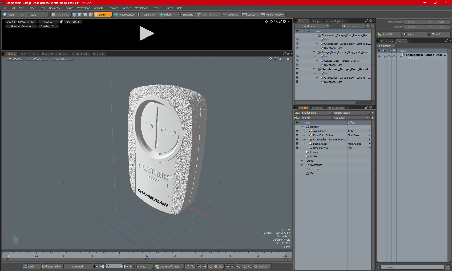 3D Chamberlain Garage Door Remote White