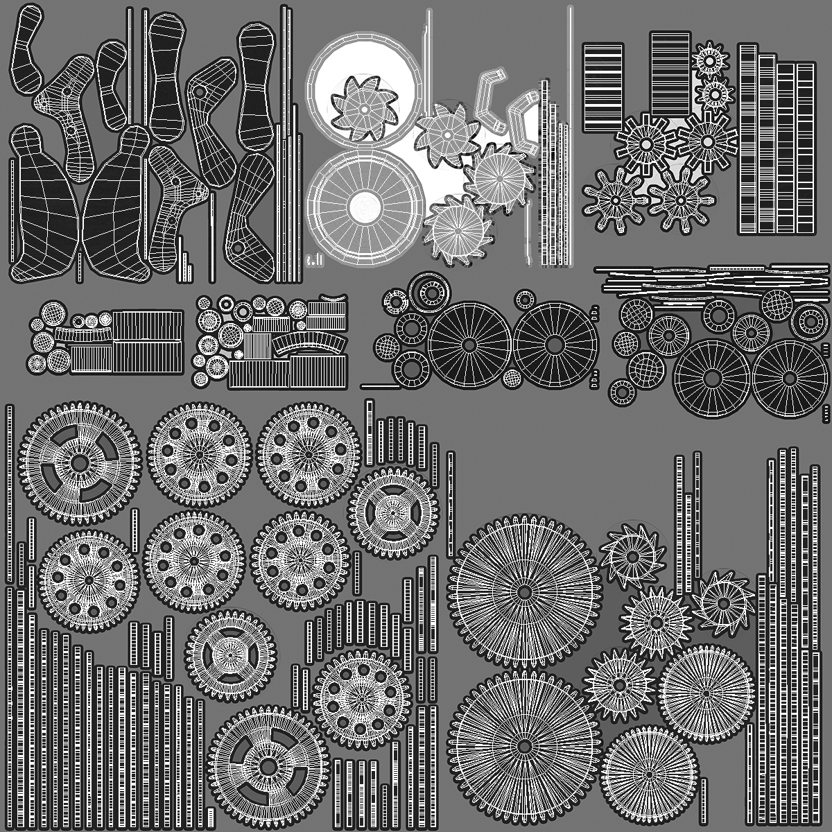 3D Cog Gears Silver
