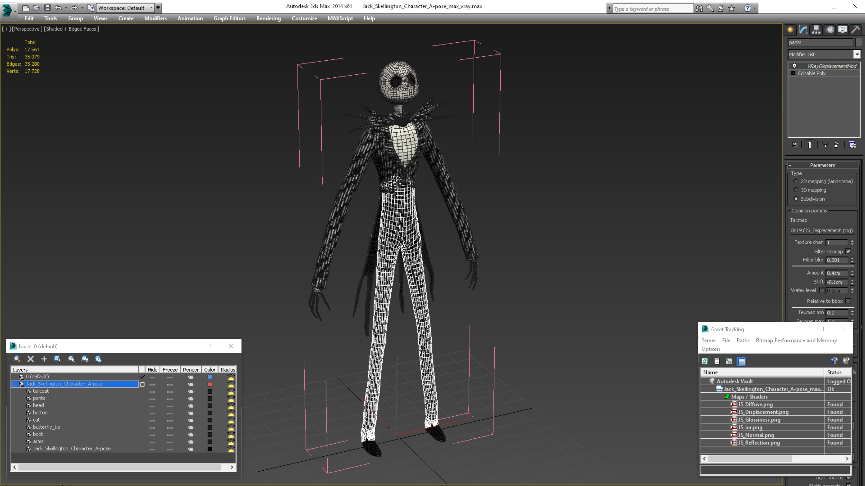 3D Jack Skellington Character A-pose model