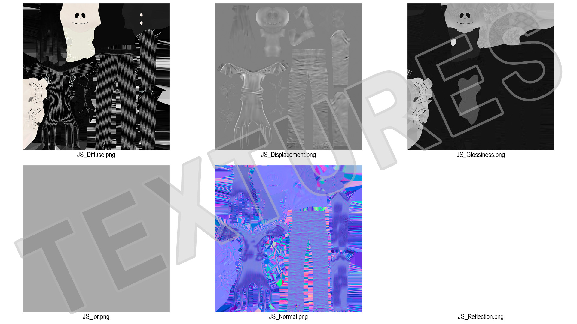 3D Jack Skellington Character A-pose model