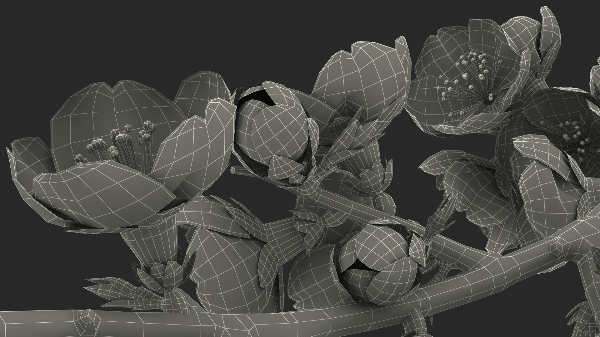 3D Tree Branch with Yellow Flowers