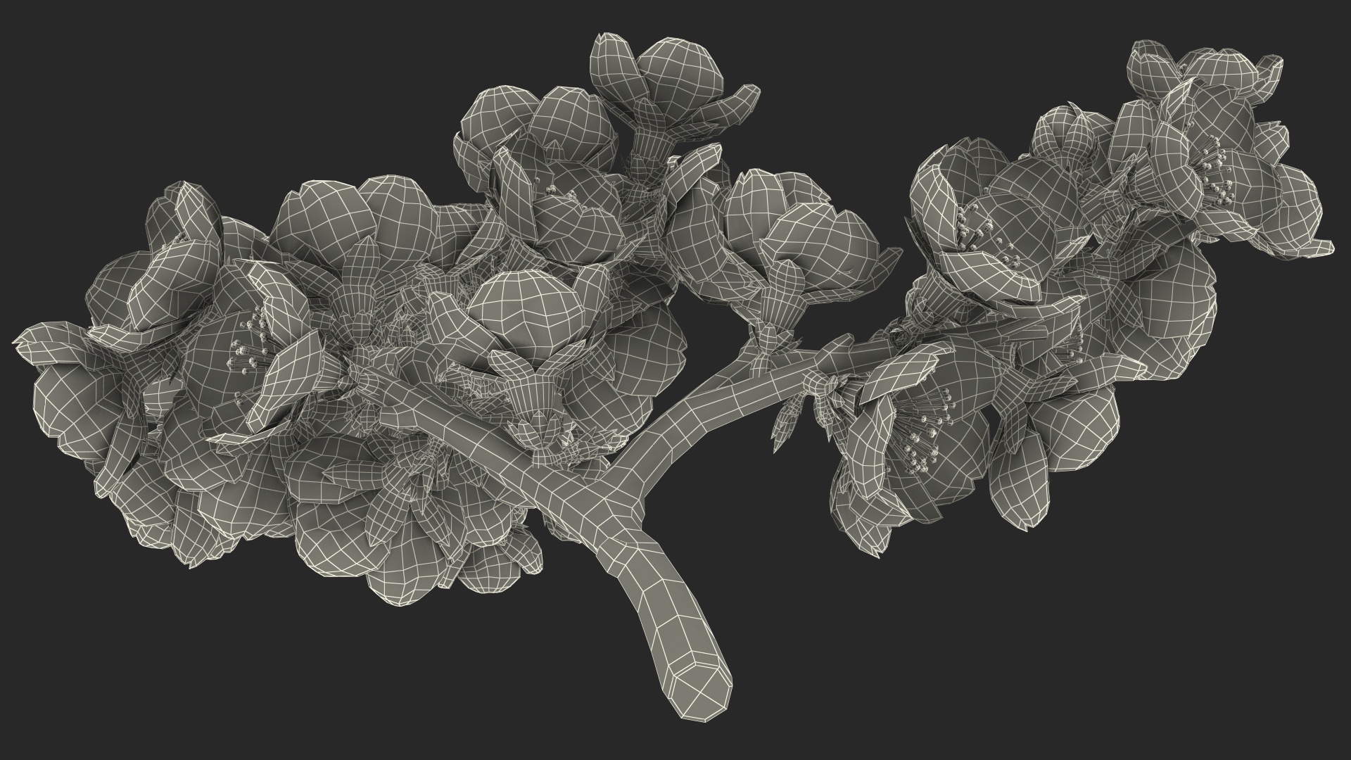 3D Tree Branch with Yellow Flowers