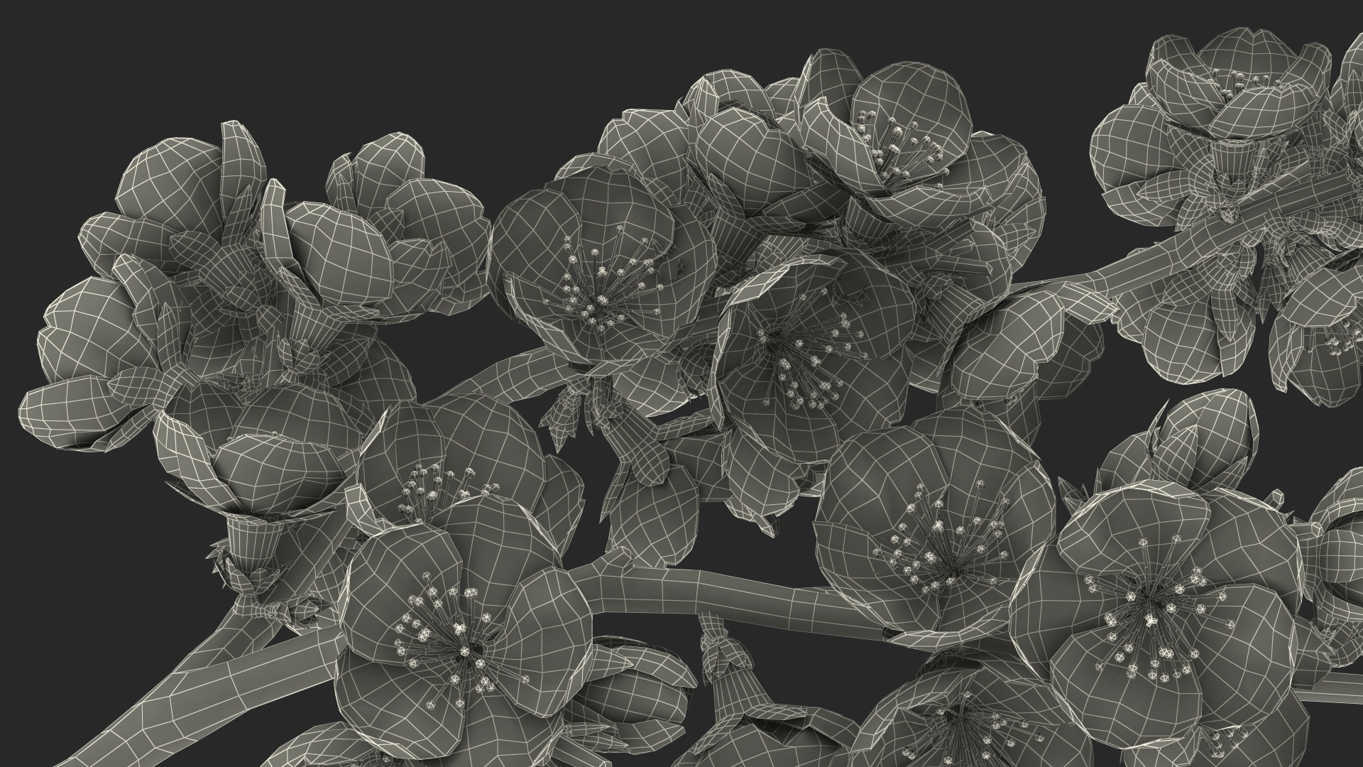 3D Tree Branch with Yellow Flowers