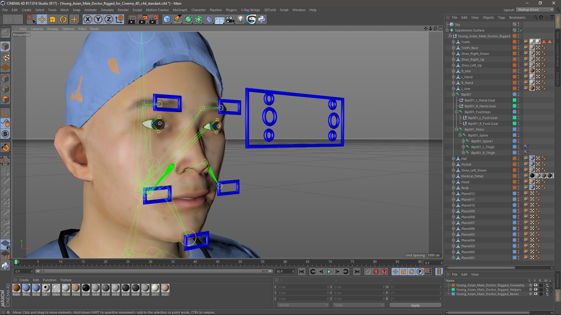 Young Asian Male Doctor Rigged for Cinema 4D 3D model