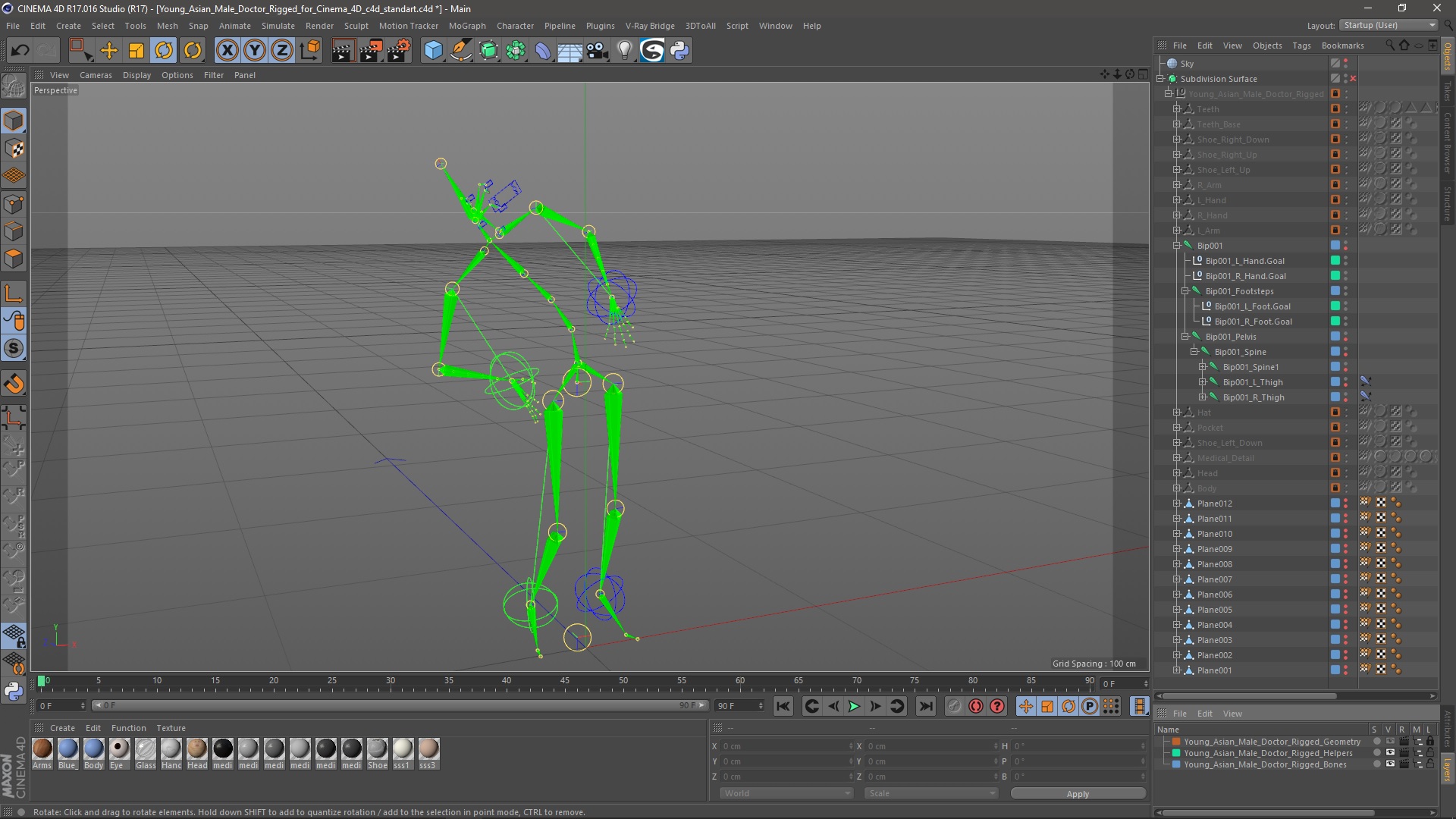 Young Asian Male Doctor Rigged for Cinema 4D 3D model