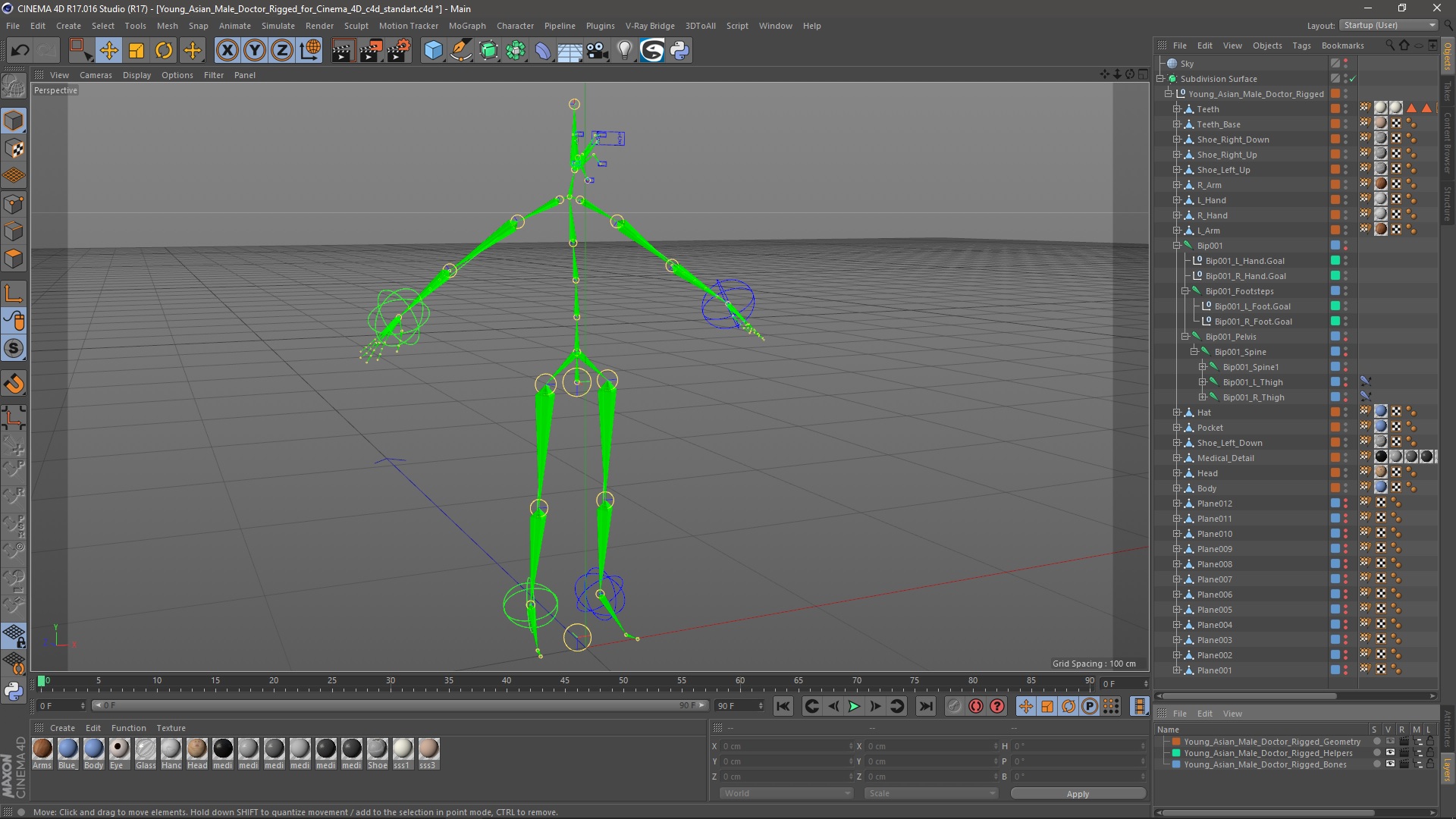 Young Asian Male Doctor Rigged for Cinema 4D 3D model